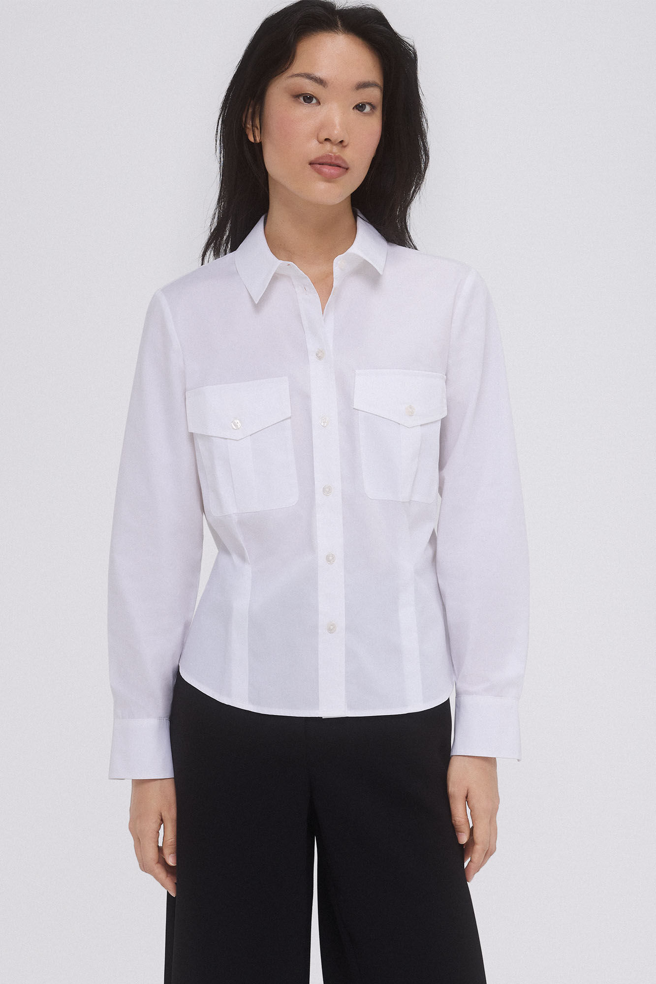 Pedro del Hierro Cotton shirt with pockets Ecru