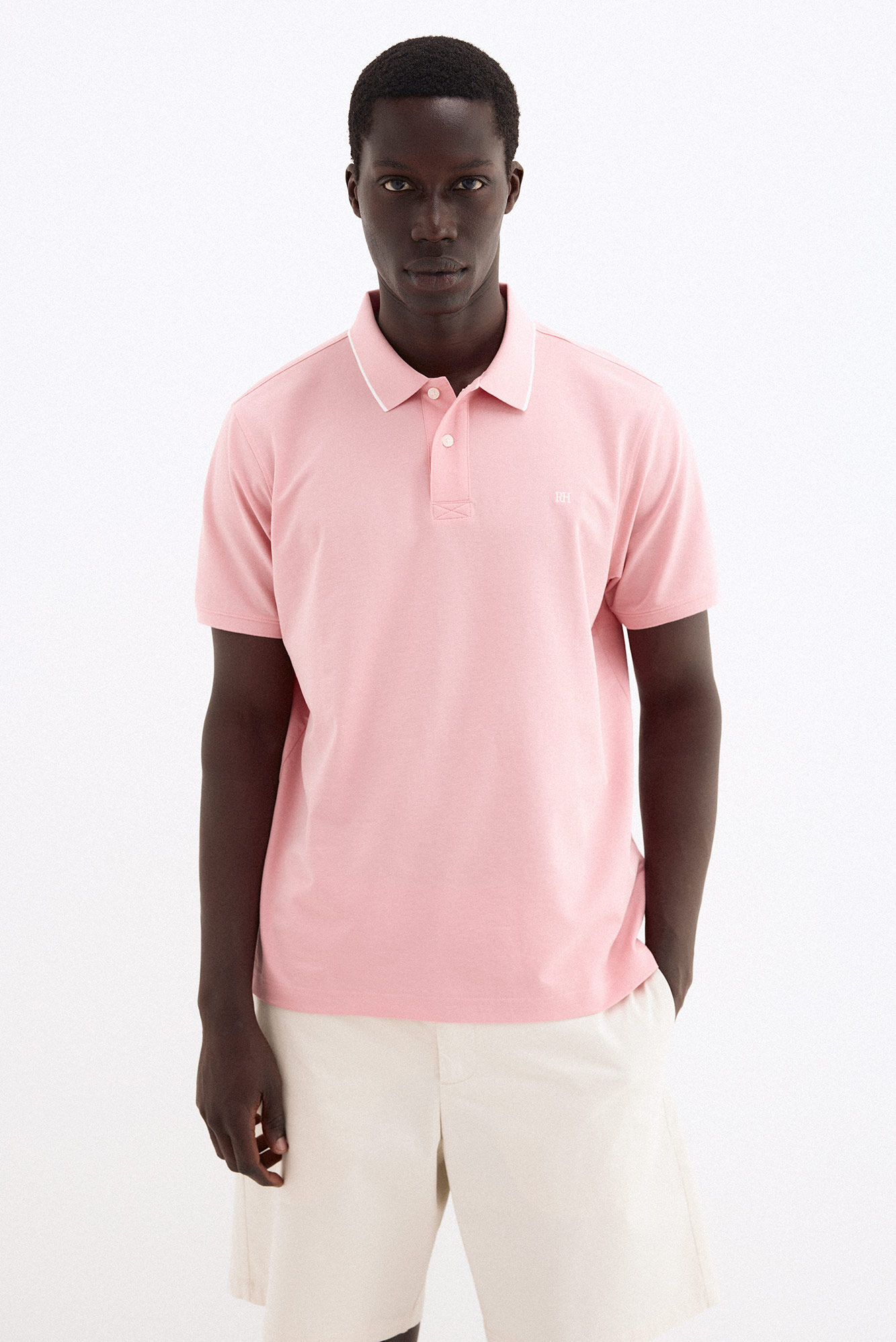 Pedro del Hierro Basic pique polo shirt Coral