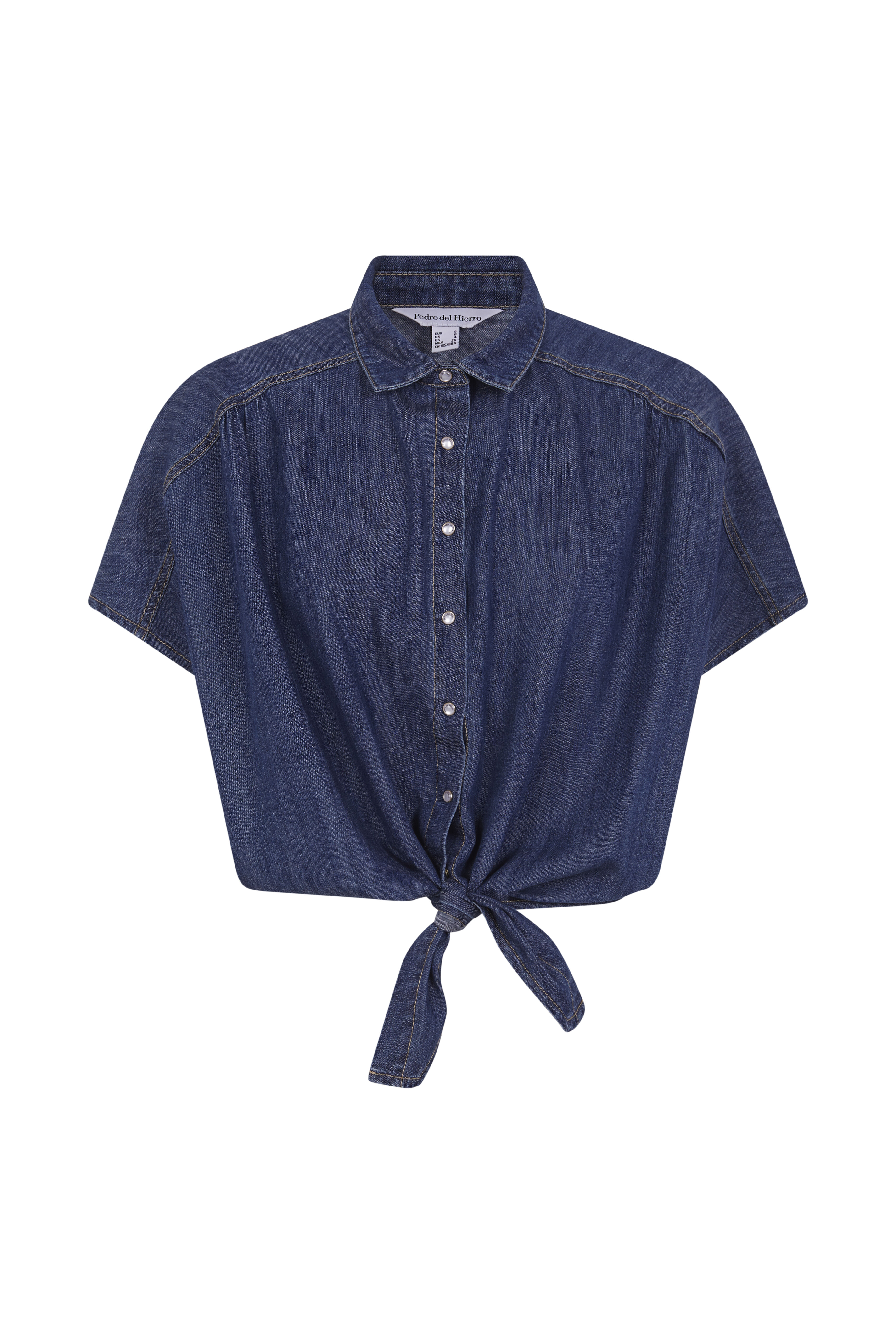 Pedro del Hierro Camisa denim com la&ccedil;o Azul