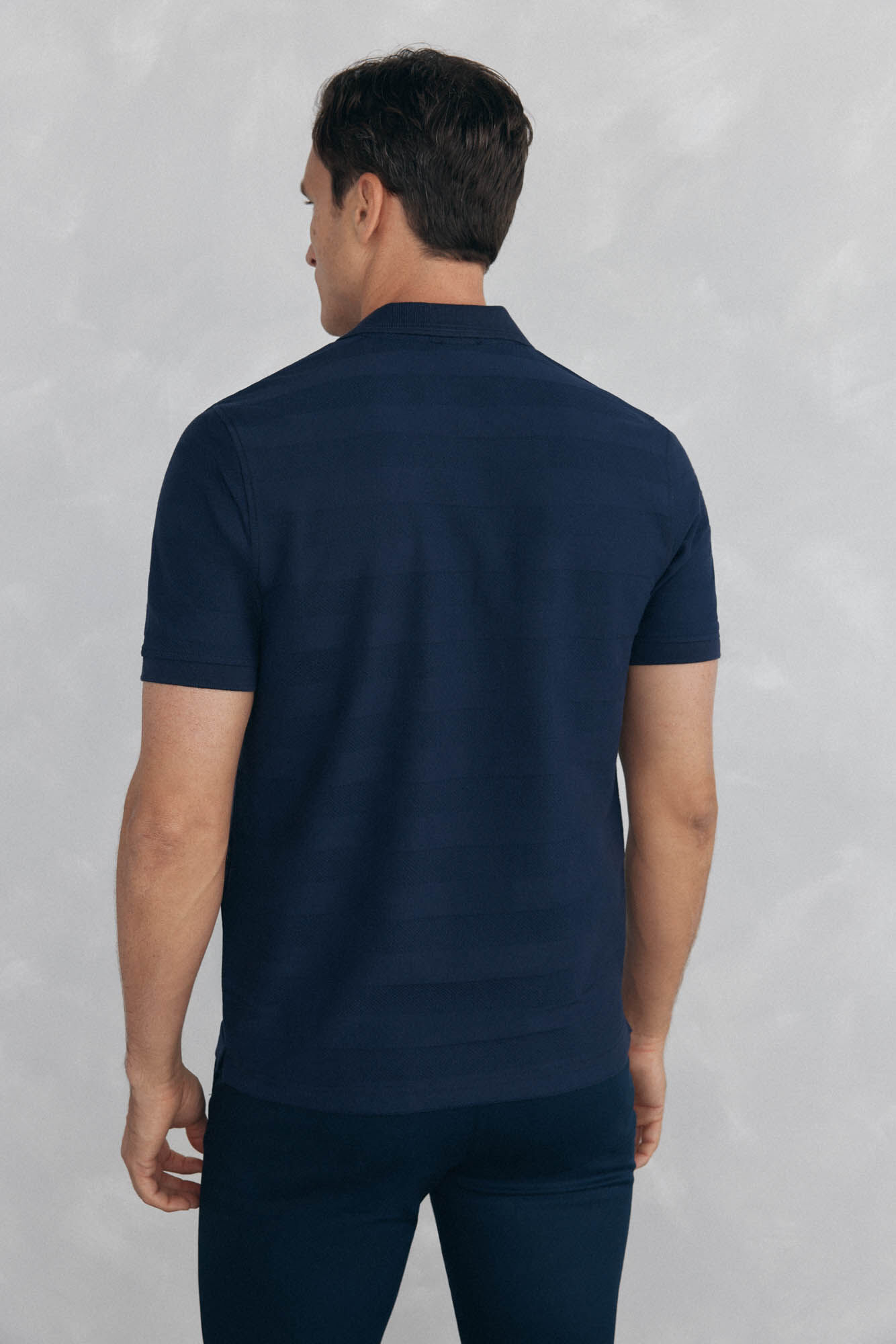 Pedro del Hierro Jacquard textured polo shirt Blue