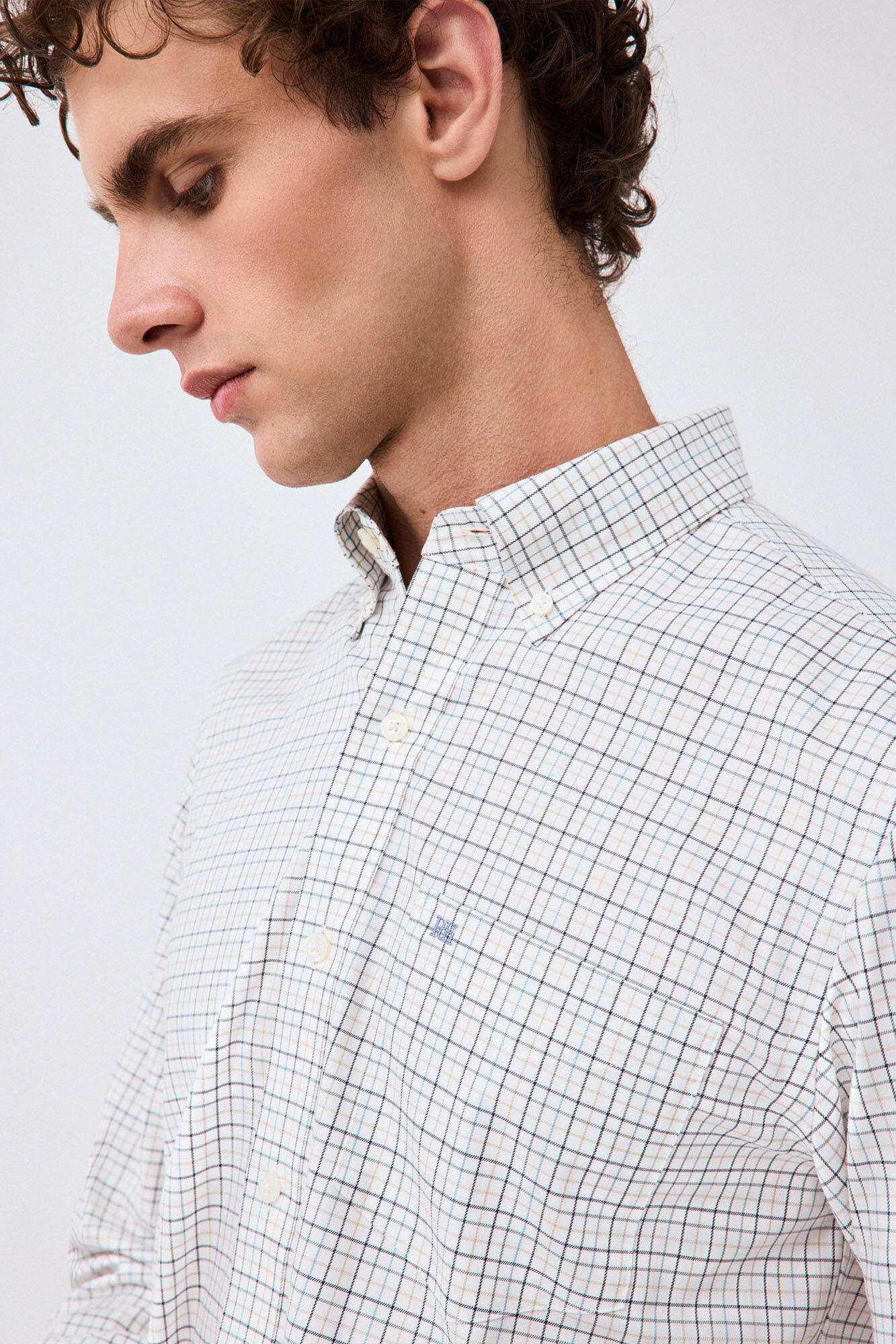 Pedro del Hierro Plaid twill shirt Grey