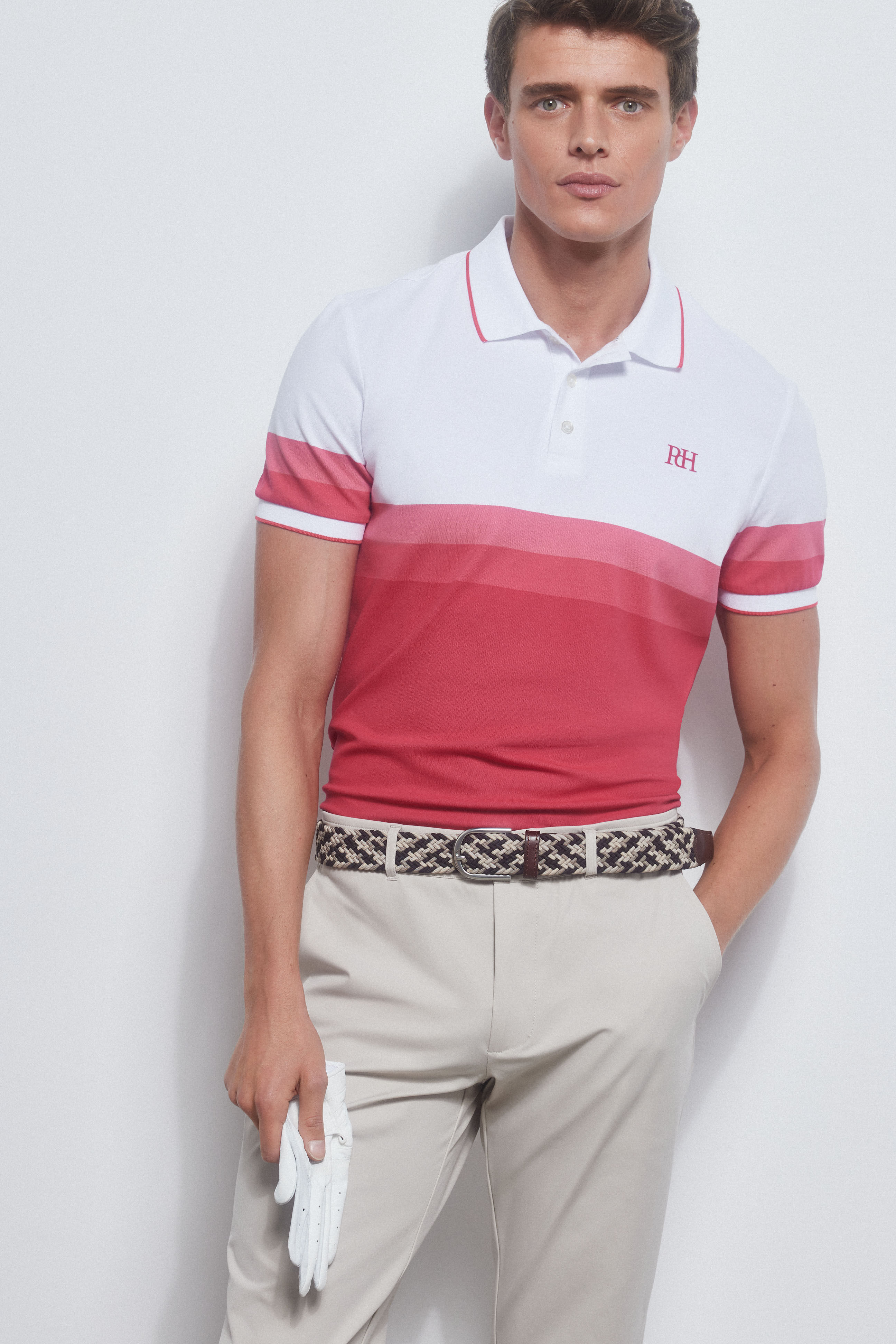 Pedro del Hierro Polo rayas t&eacute;cnico GOLF Coral