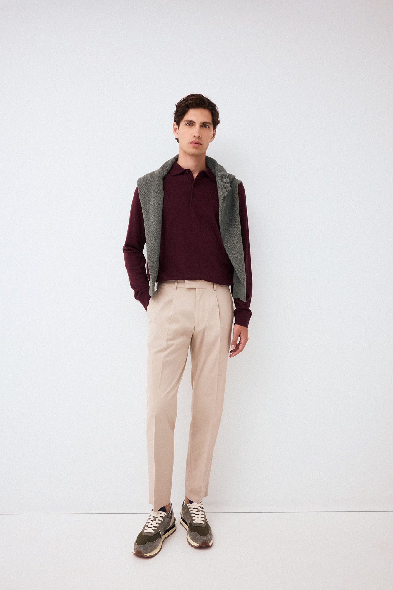 Pedro del Hierro Tapered cotton-tencel chinos