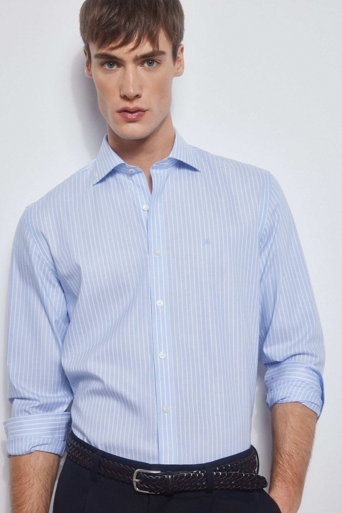 Pedro del Hierro Striped dress shirt, non-iron + anti-stain Blue