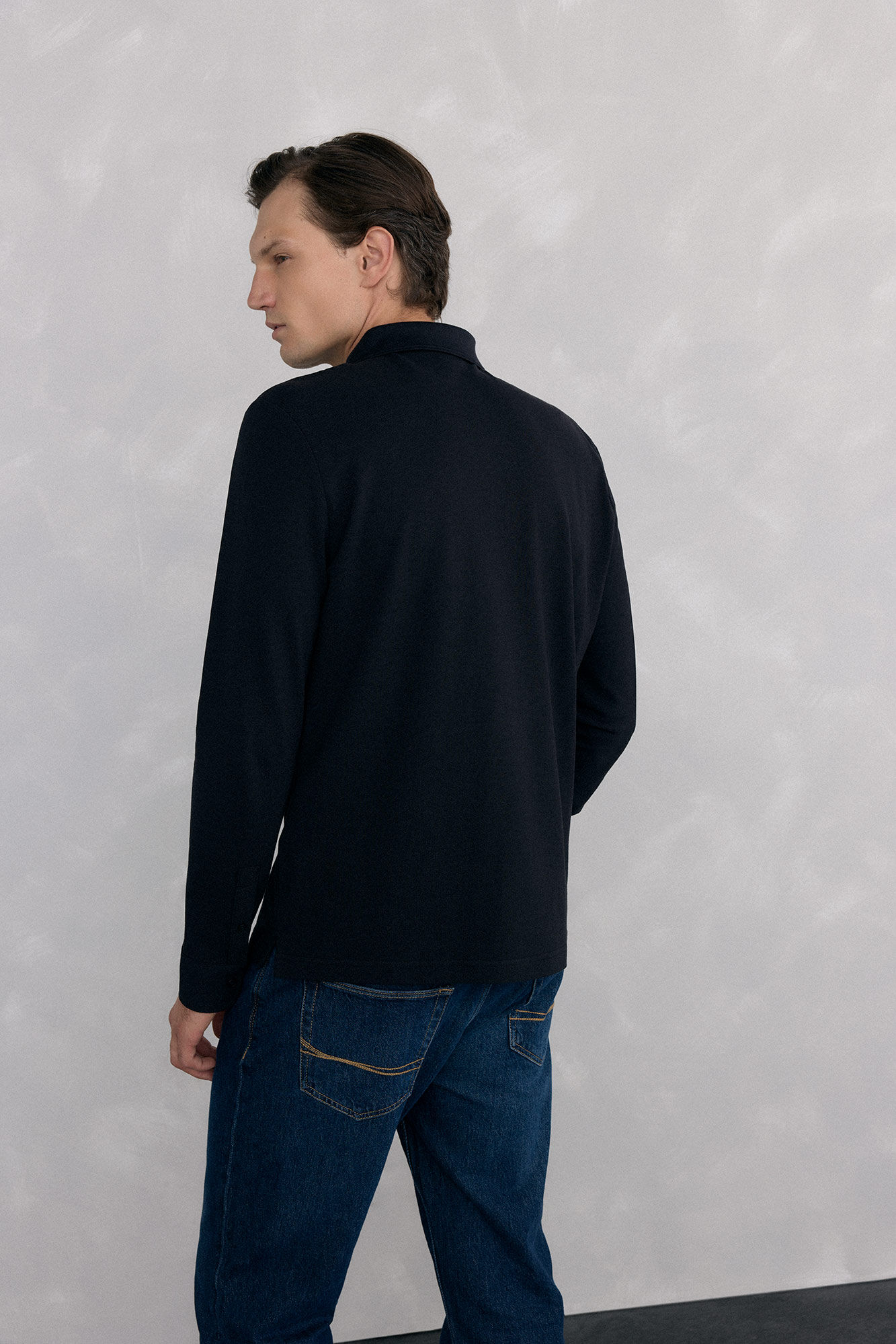 Pedro del Hierro Polo b&aacute;sico manga larga Negro