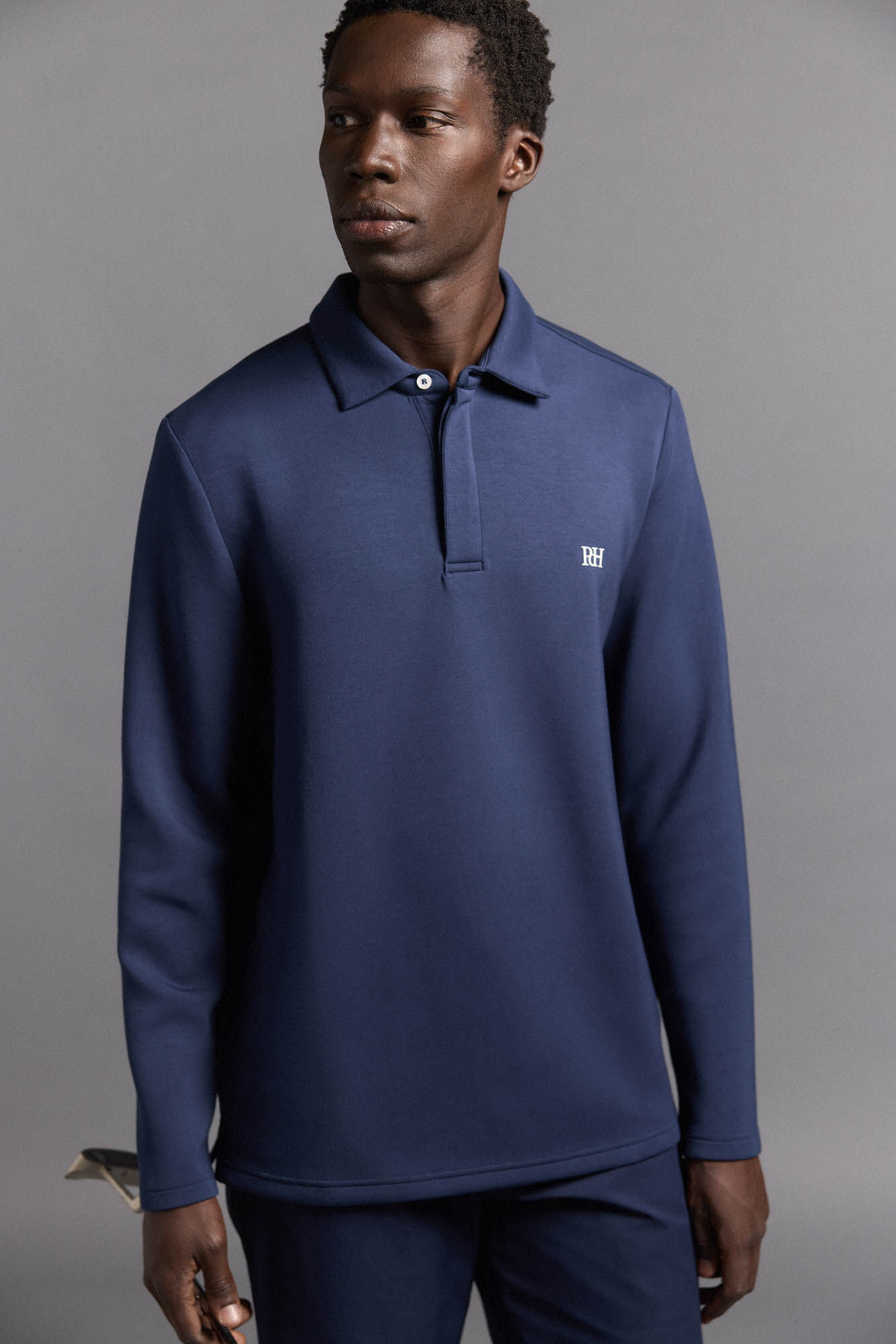 Pedro del Hierro Camisa polo de golfe de manga comprida liso Azul
