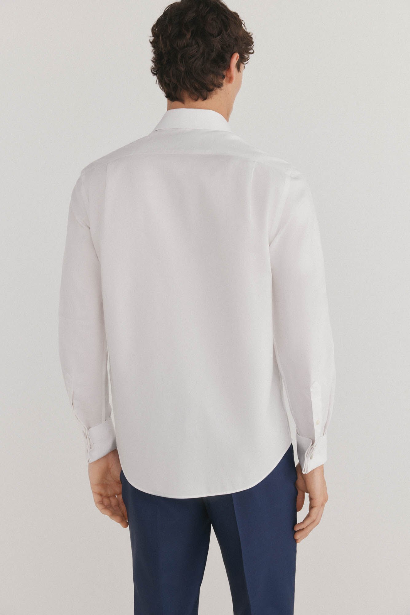 Pedro del Hierro Plain non-iron + stain-resistant cufflinks shirt White