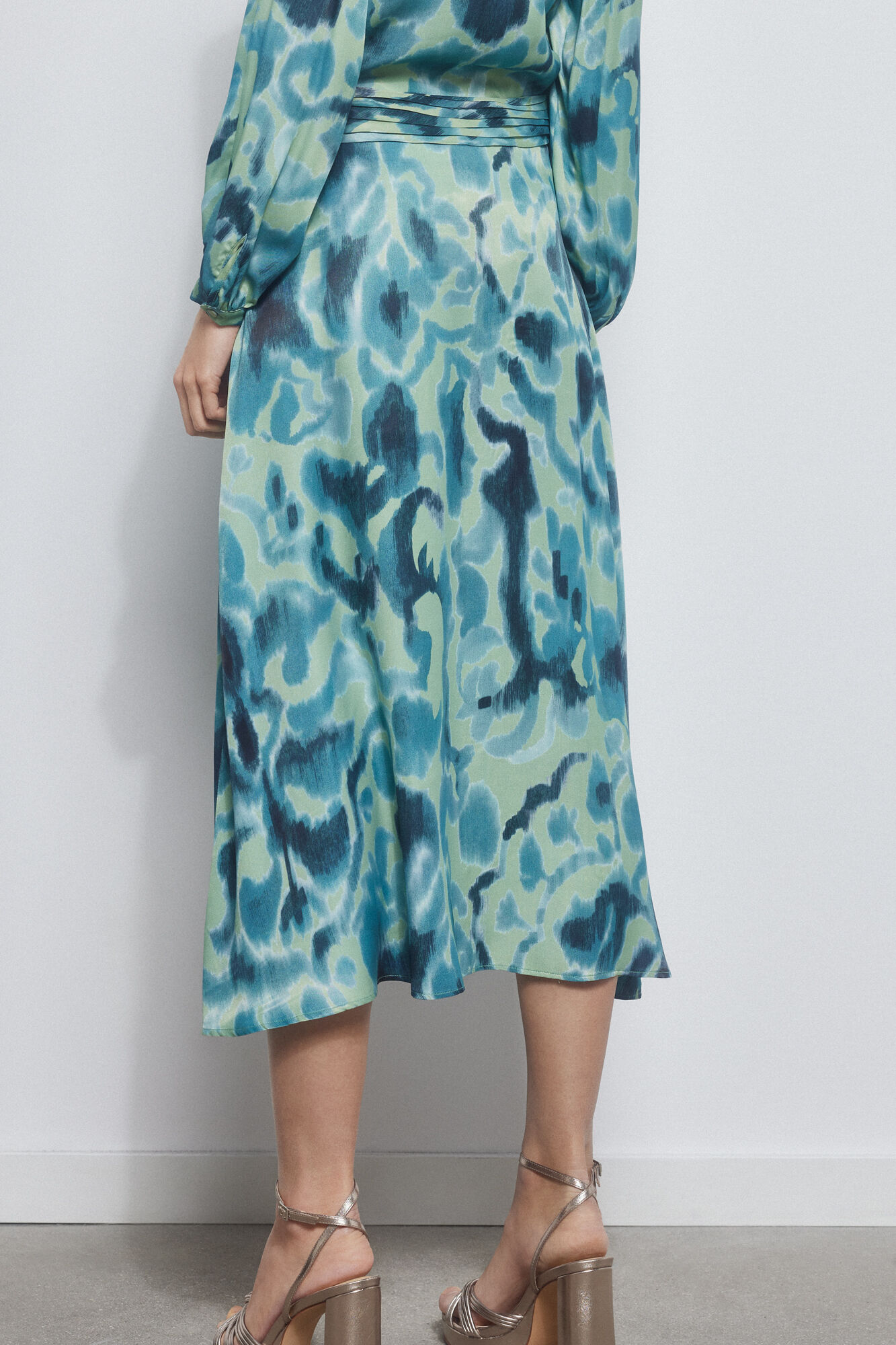 Pedro del Hierro Falda midi fluida estampada Verde