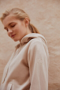Pedro del Hierro Velvet sweatshirt with hood Beige
