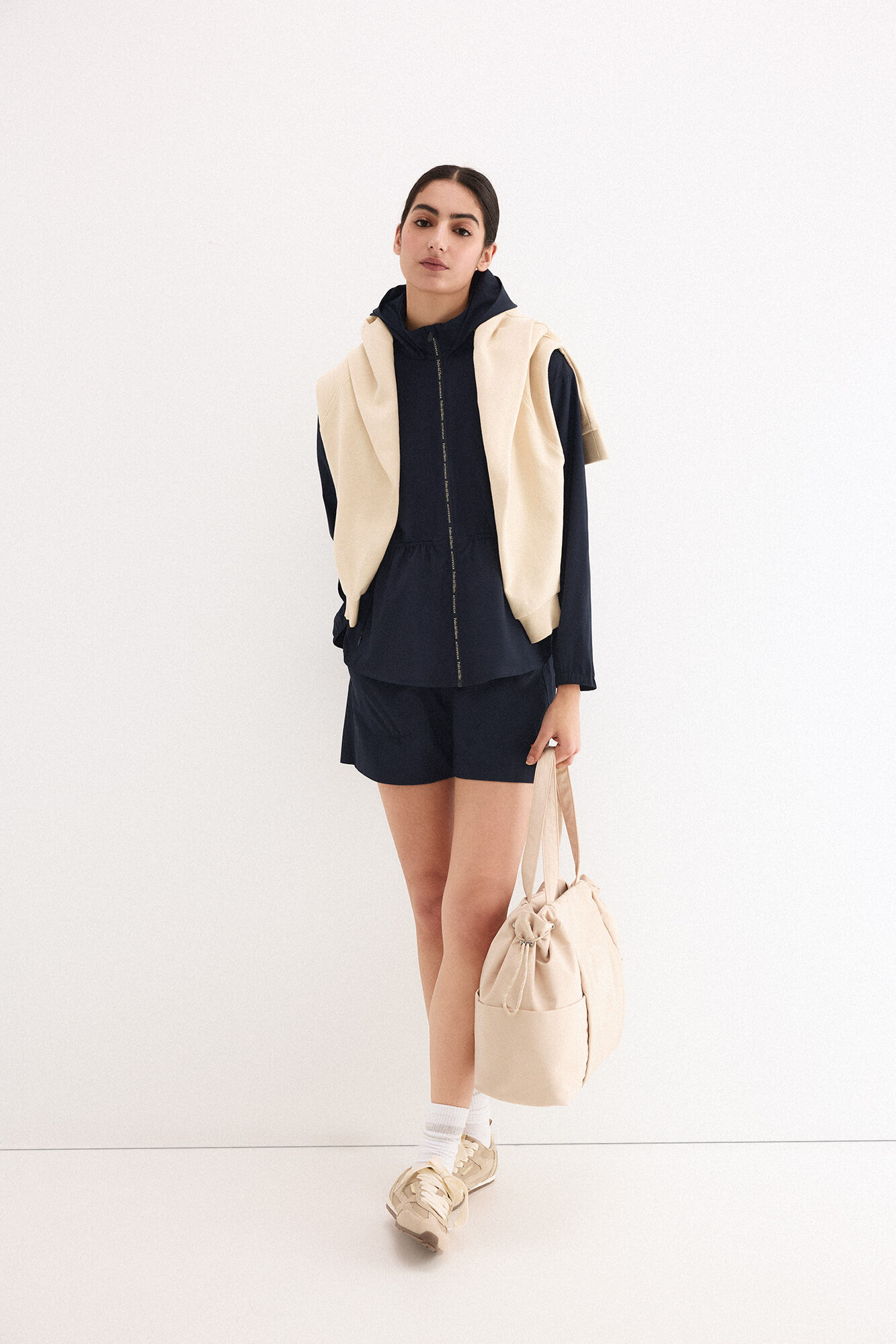 Pedro del Hierro Technical fabric peplum sweatshirt Blue