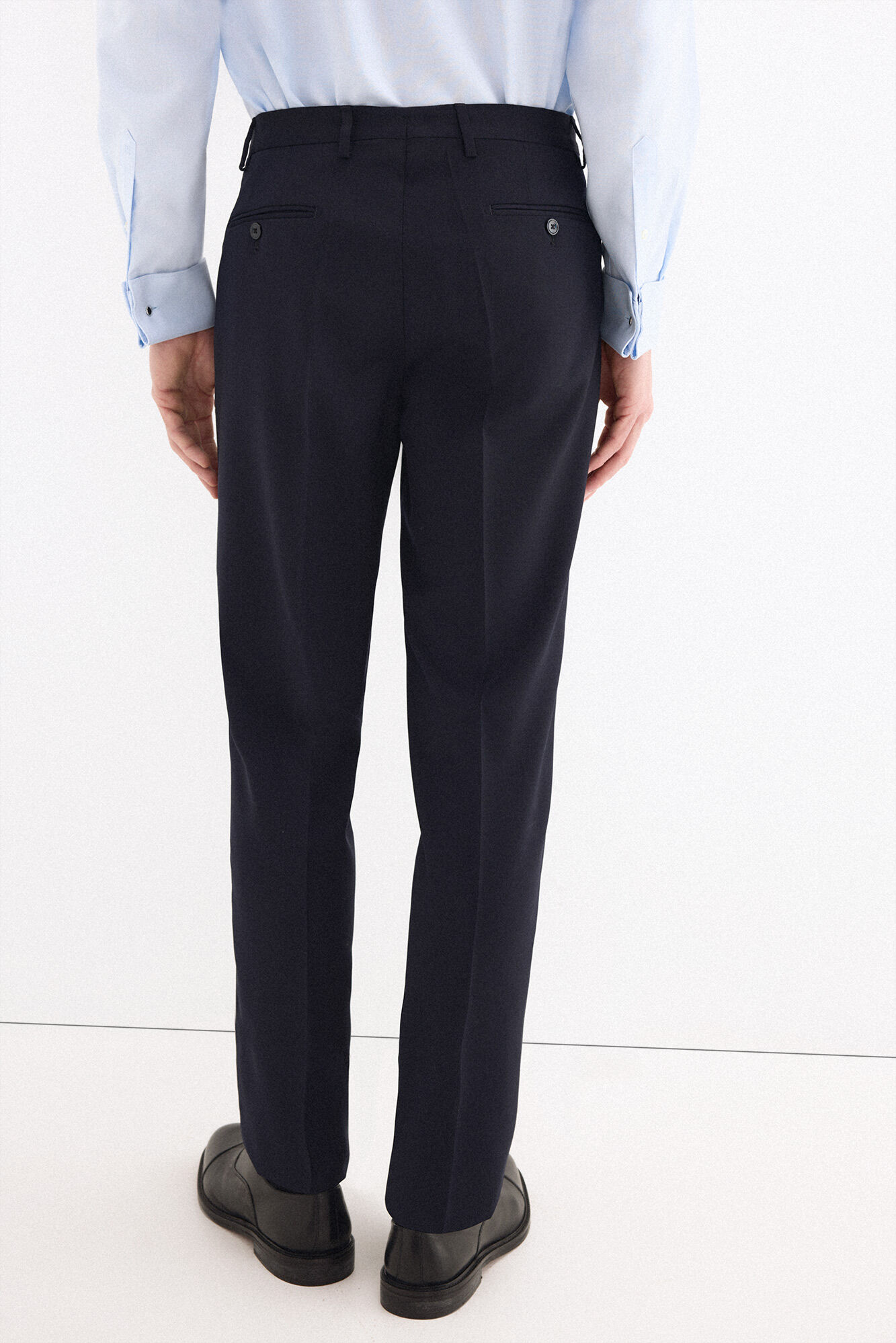 Pedro del Hierro Plain bi-stretch tailored trousers Blue