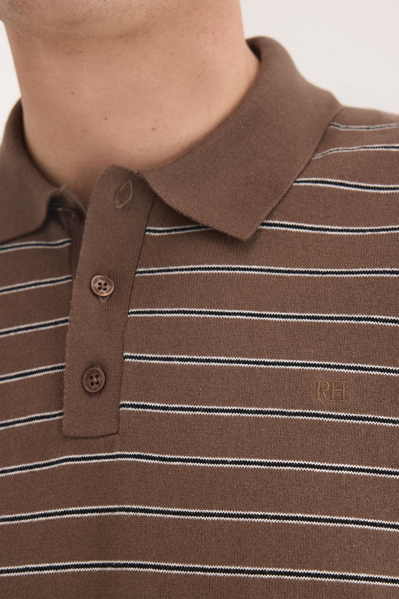 Pedro del Hierro Polo premium de manga curta com estrutura Marrom