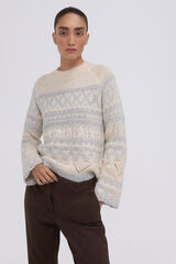 Pedro del Hierro Two-tone jacquard jumper Beige