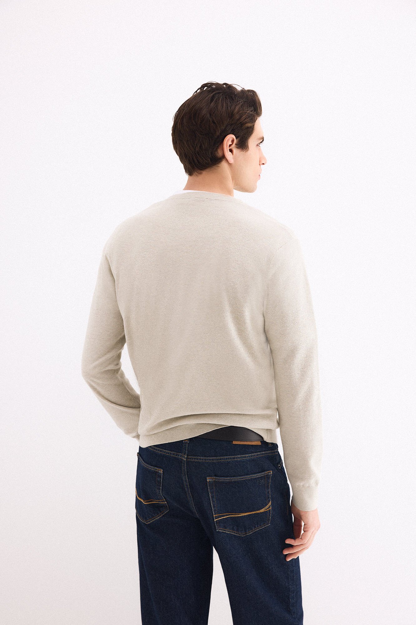 Pedro del Hierro Linen fine V-neck jumper Grey