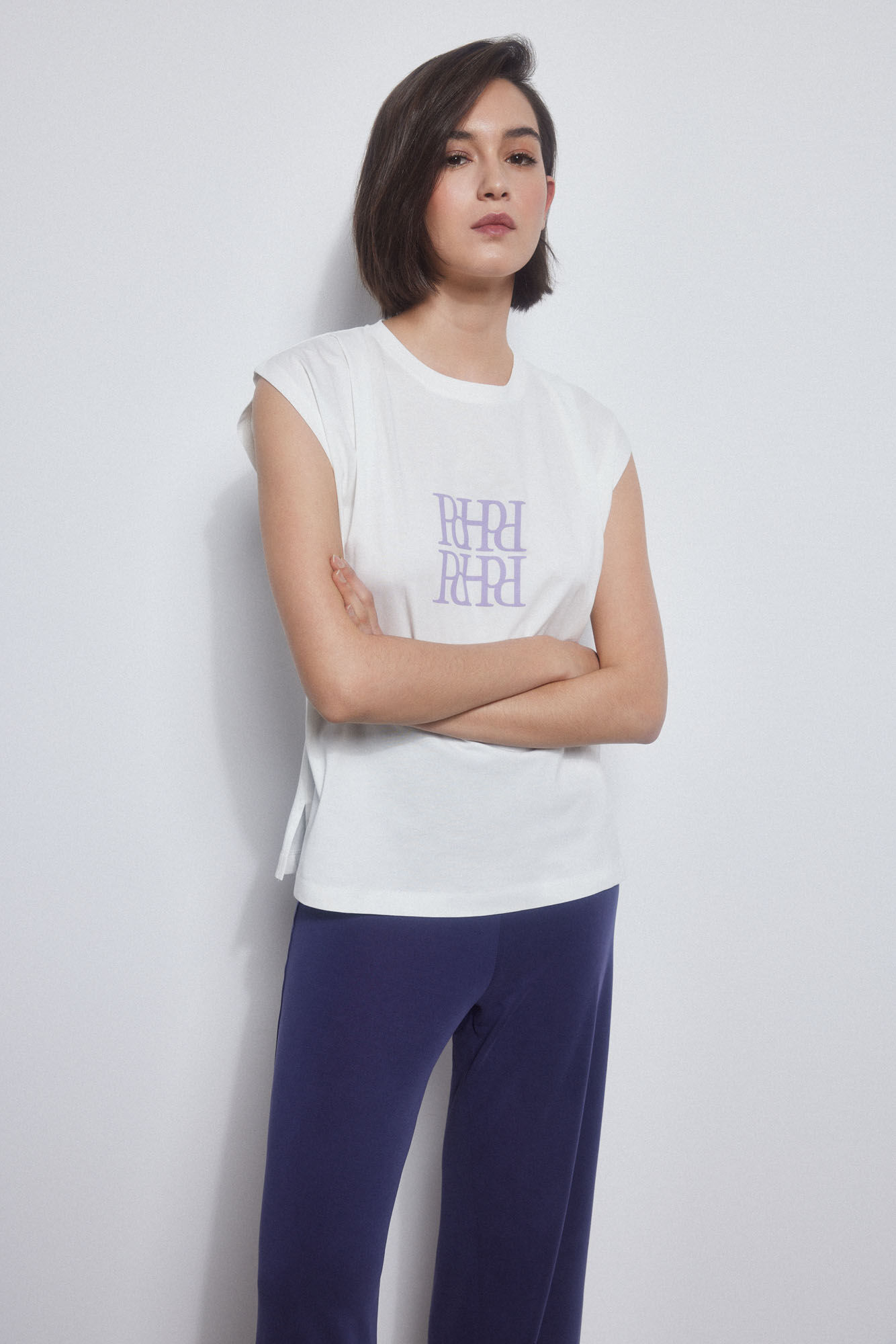 Pedro del Hierro Camiseta activewear pliegues logo Blanco
