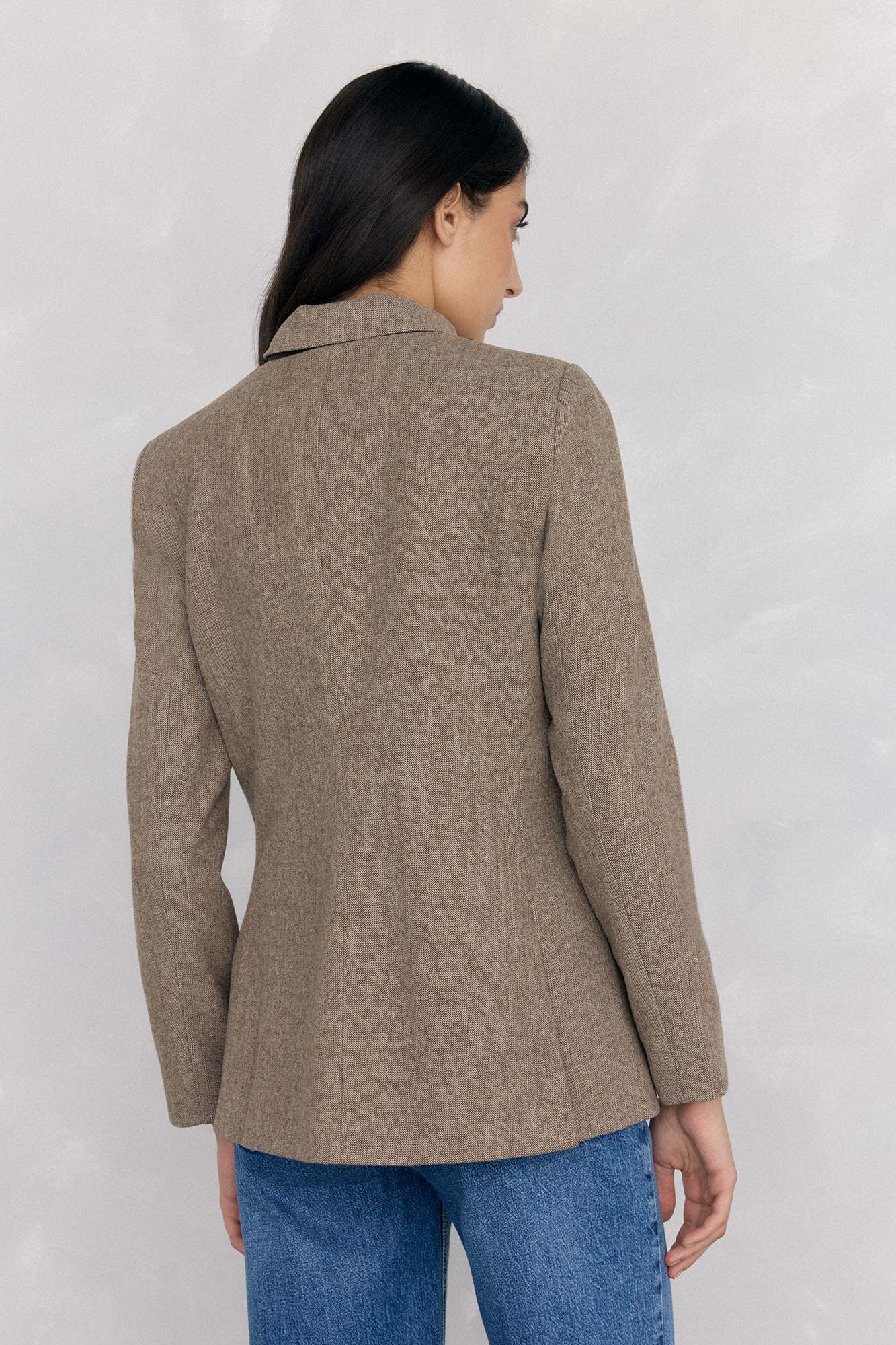 Pedro del Hierro Herringbone safari jacket Brown