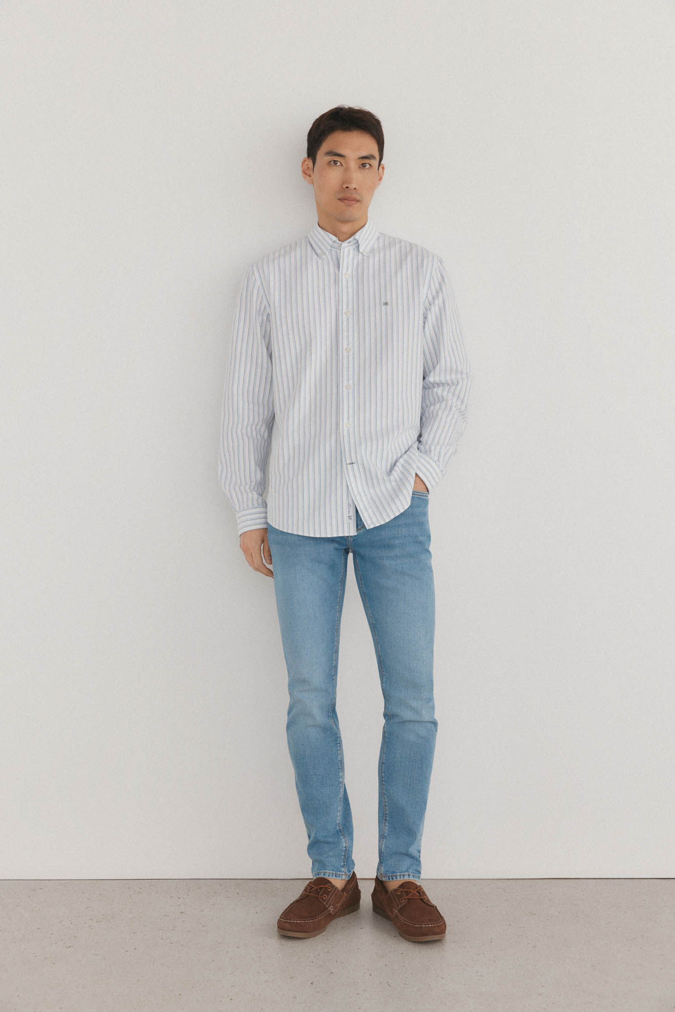 Pedro del Hierro Camisa iconic oxford rayas Blanco