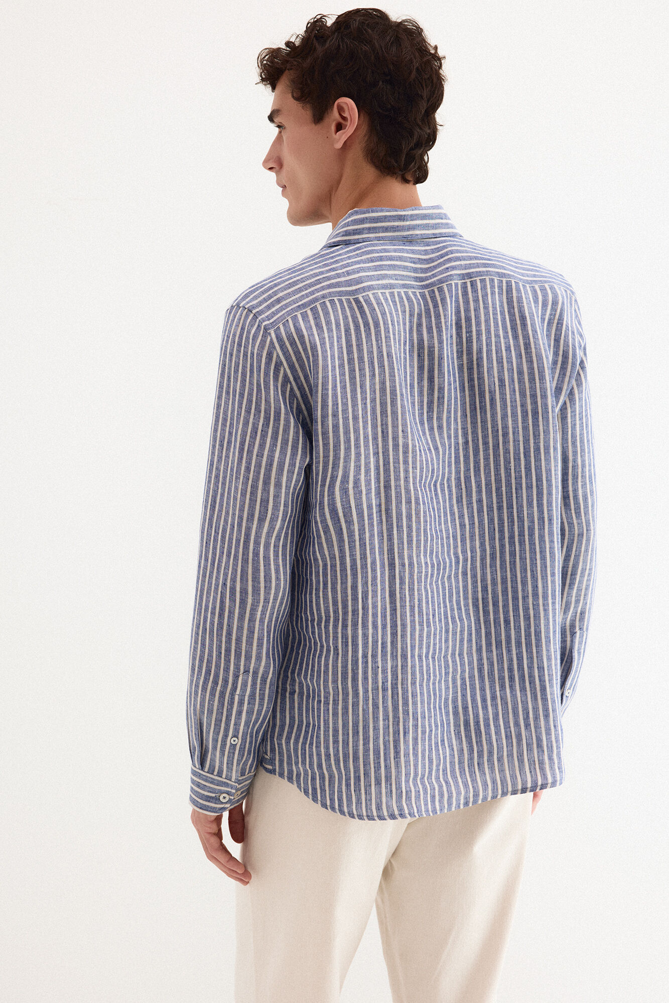Pedro del Hierro Linen plaid top Blue