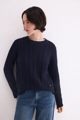 Pedro del Hierro Cross-knit cropped jumper Blue