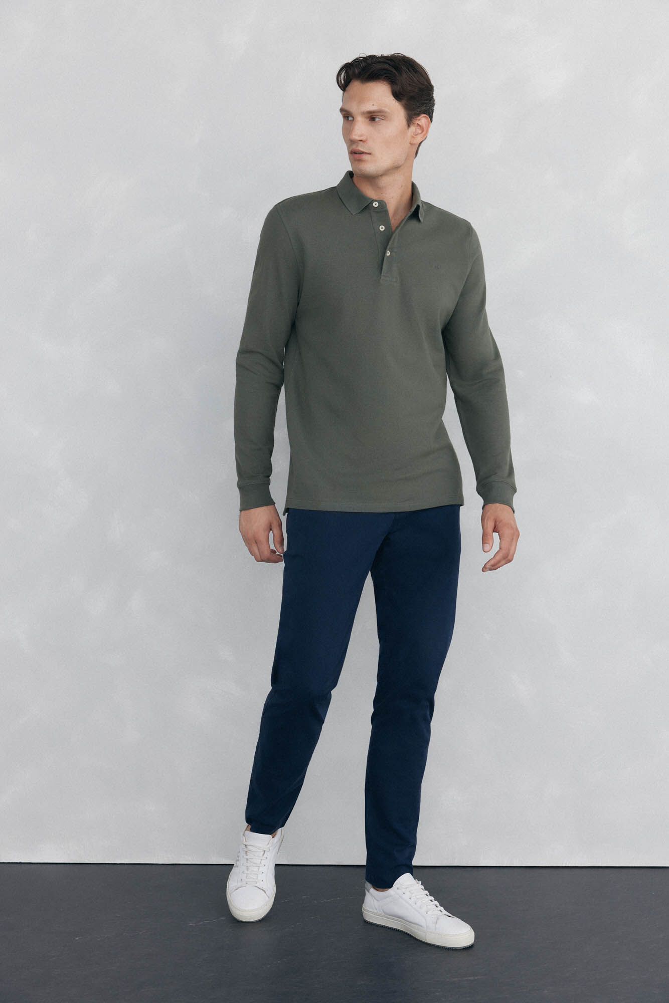 Pedro del Hierro Essential long-sleeved polo shirt Green