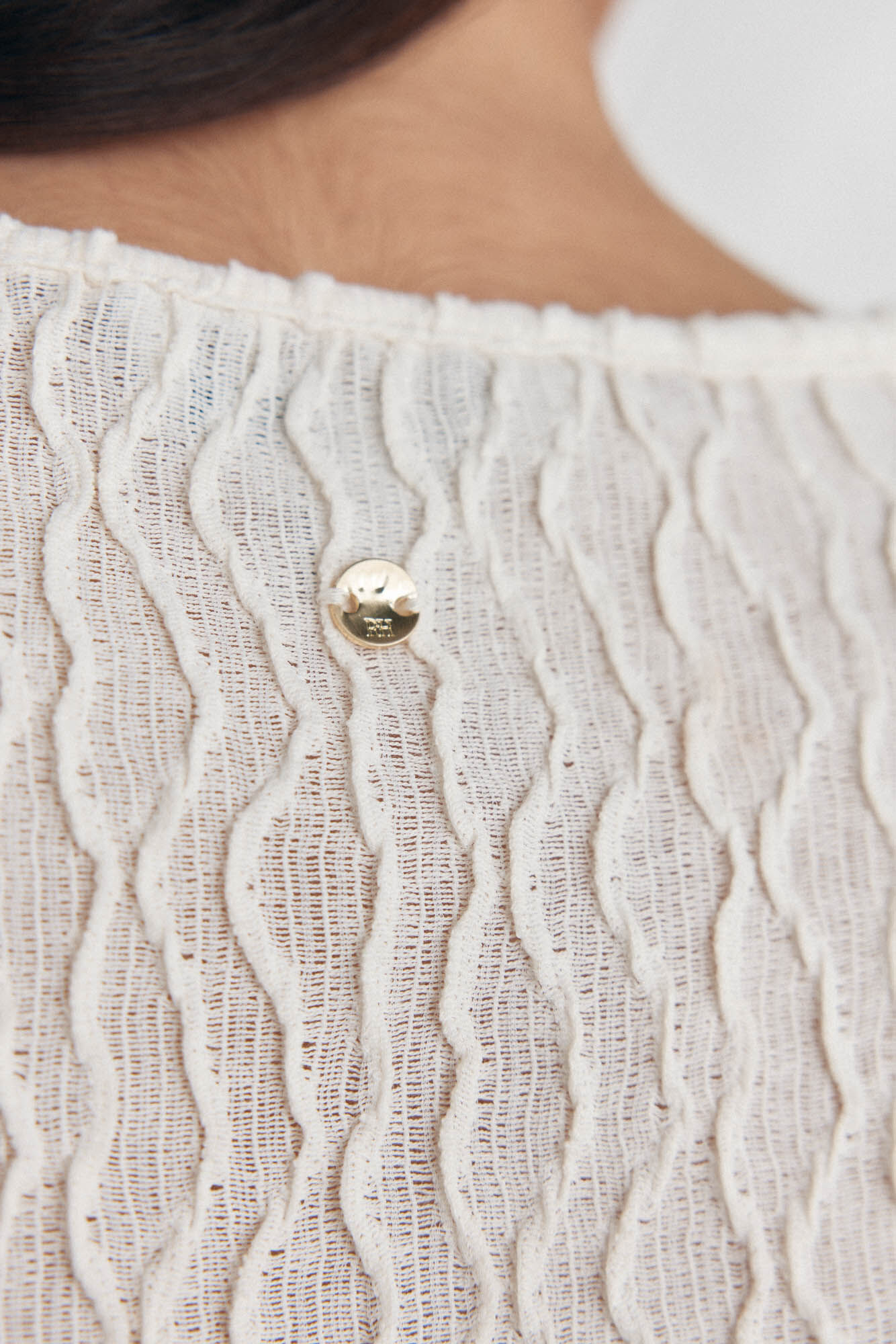 Pedro del Hierro Structured French-sleeved T-shirt Ecru