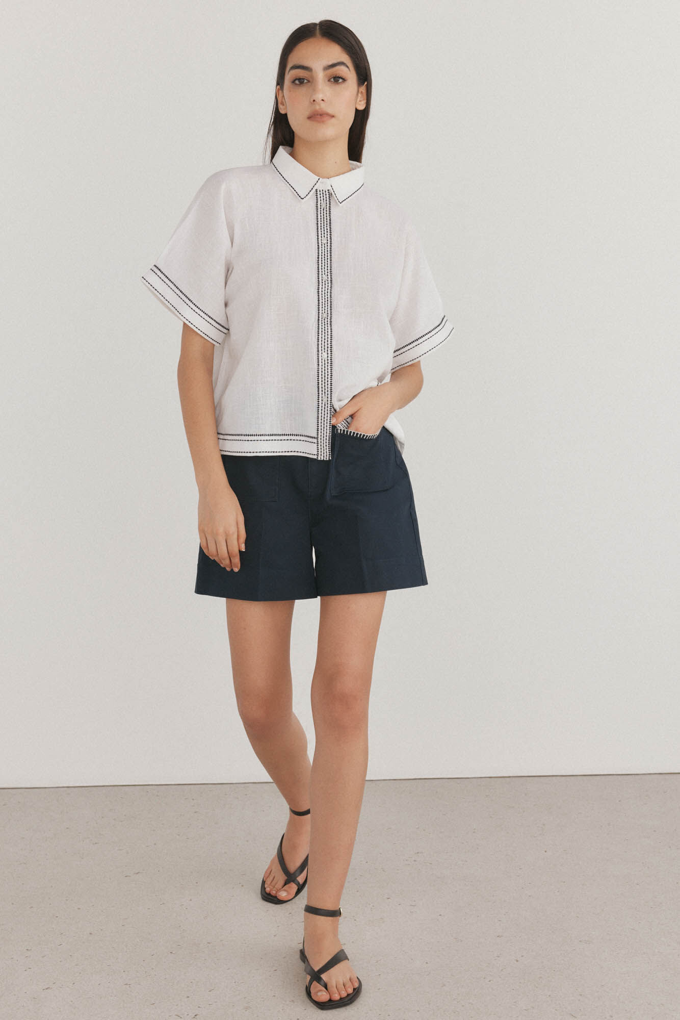 Pedro del Hierro Camisa larga contrastante Branco