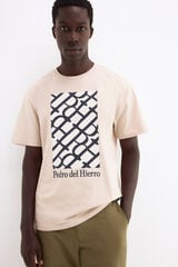 Pedro del Hierro Printed logo T-shirt Beige