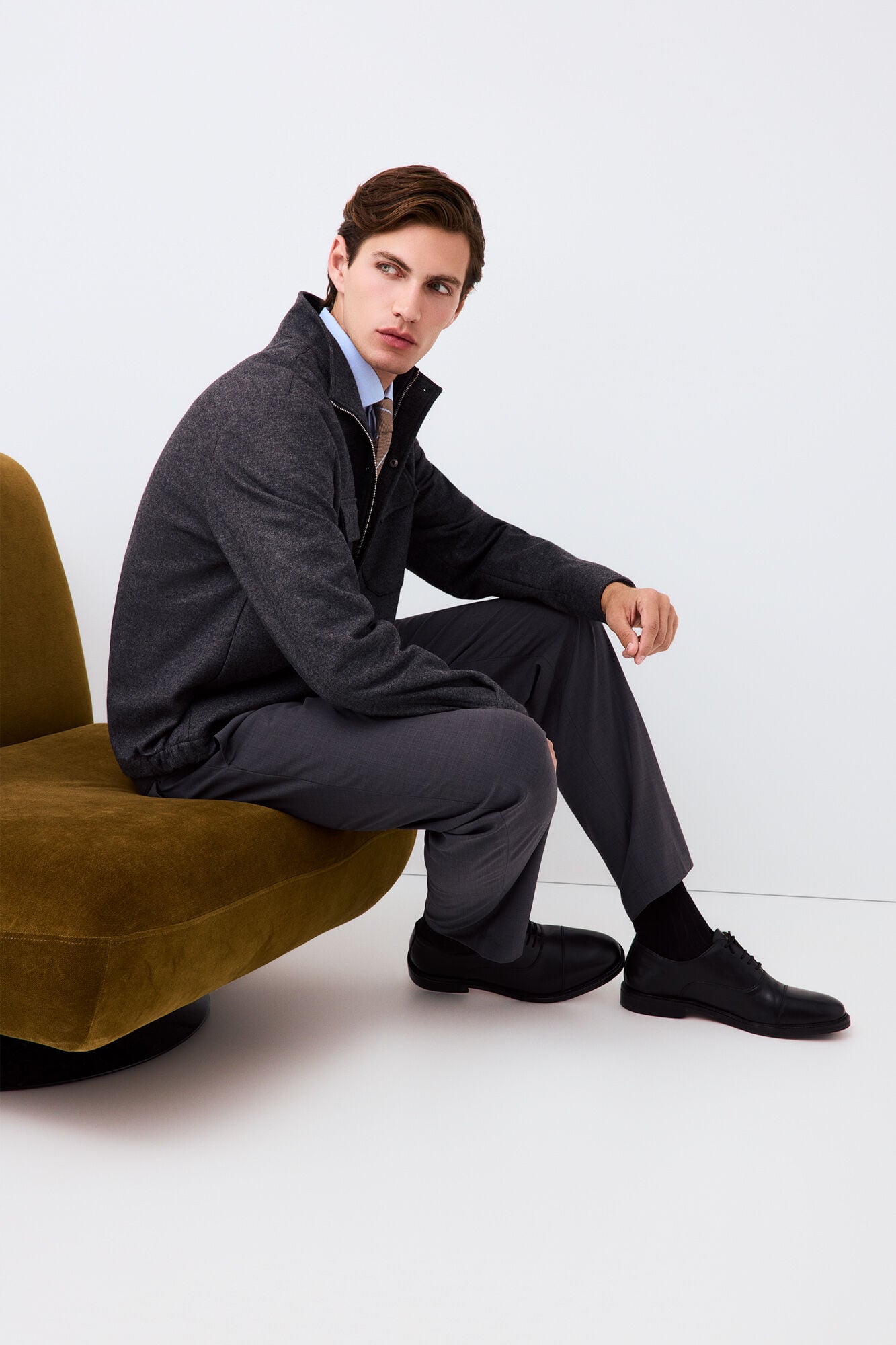 Pedro del Hierro Wool blend knit jacket Grey