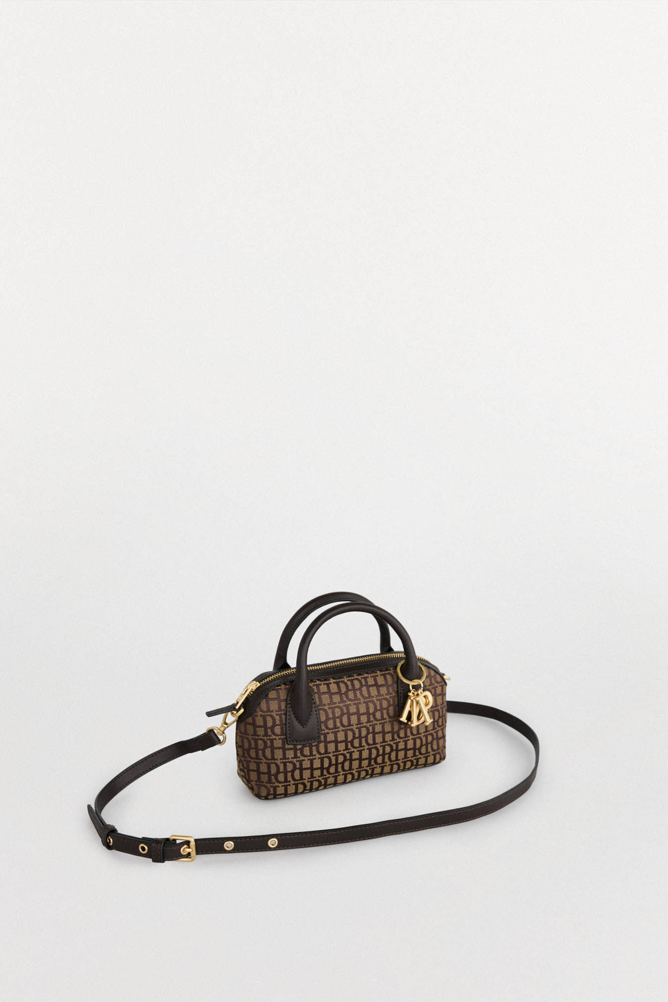 Pedro del Hierro Bolso bowling jacquard mini Marr&oacute;n
