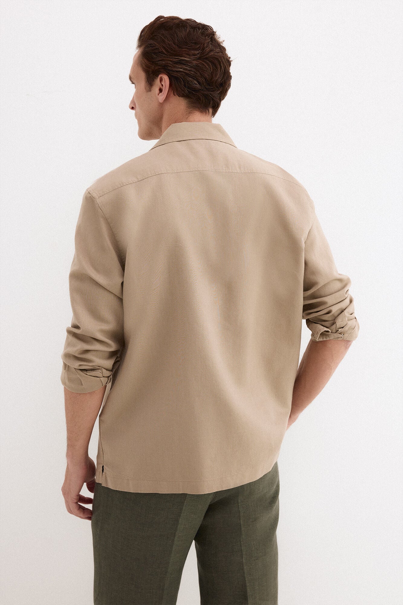 Pedro del Hierro Linen cotton long sleeve shirt Beige