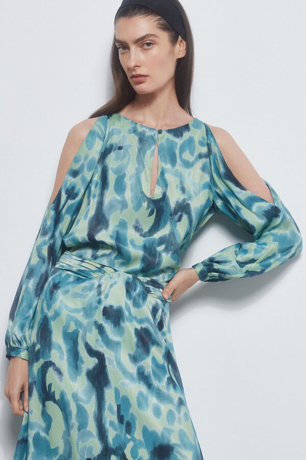 Pedro del Hierro Fluid blouse with slit at the sleeves Green