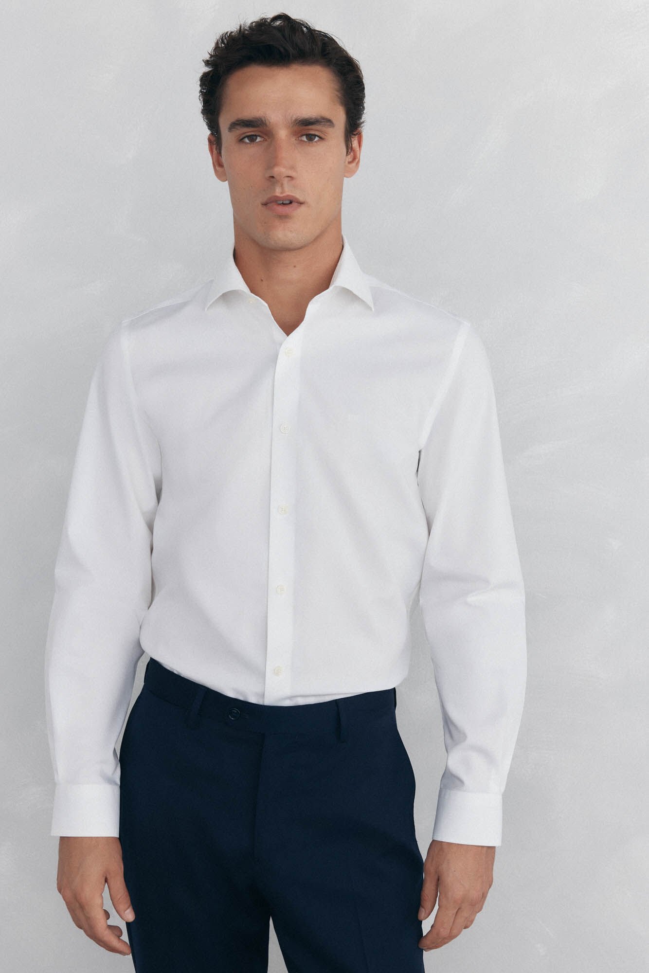 Pedro del Hierro Plain non iron + stain resistant dress shirt White