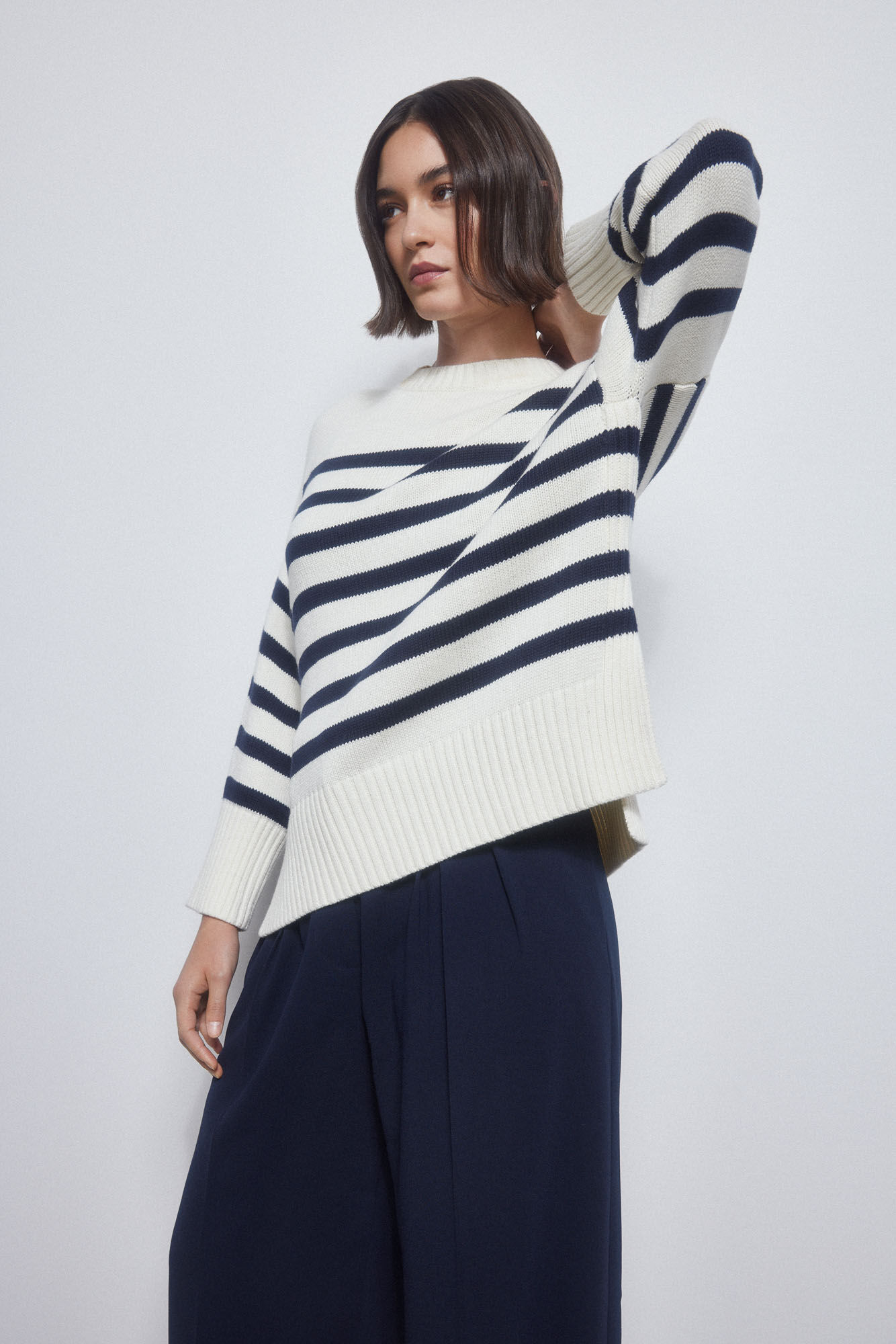 Pedro del Hierro Jersey oversize riscas bicolores Azul