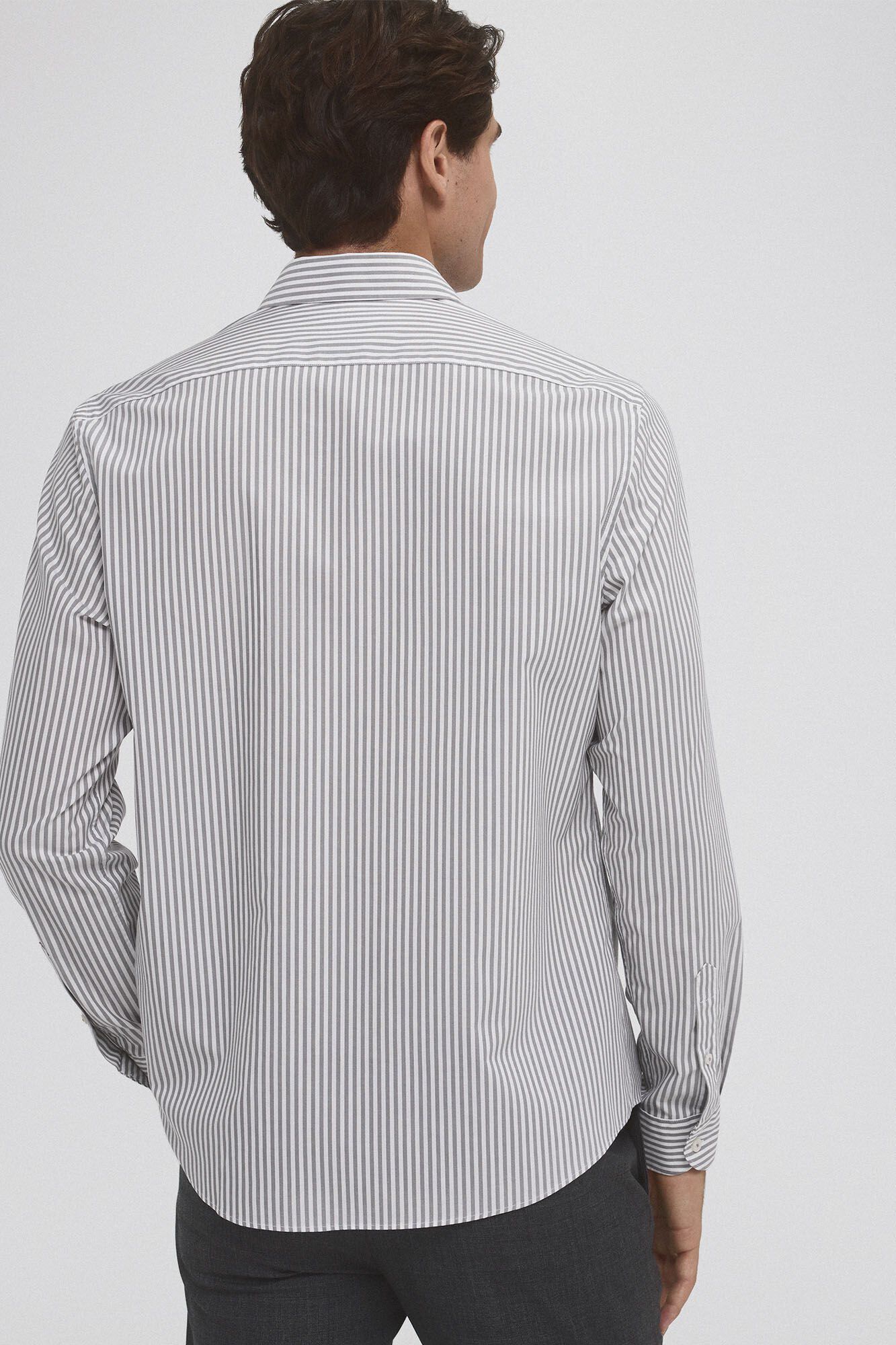 Pedro del Hierro Camisa rayas wrinkle free Gris