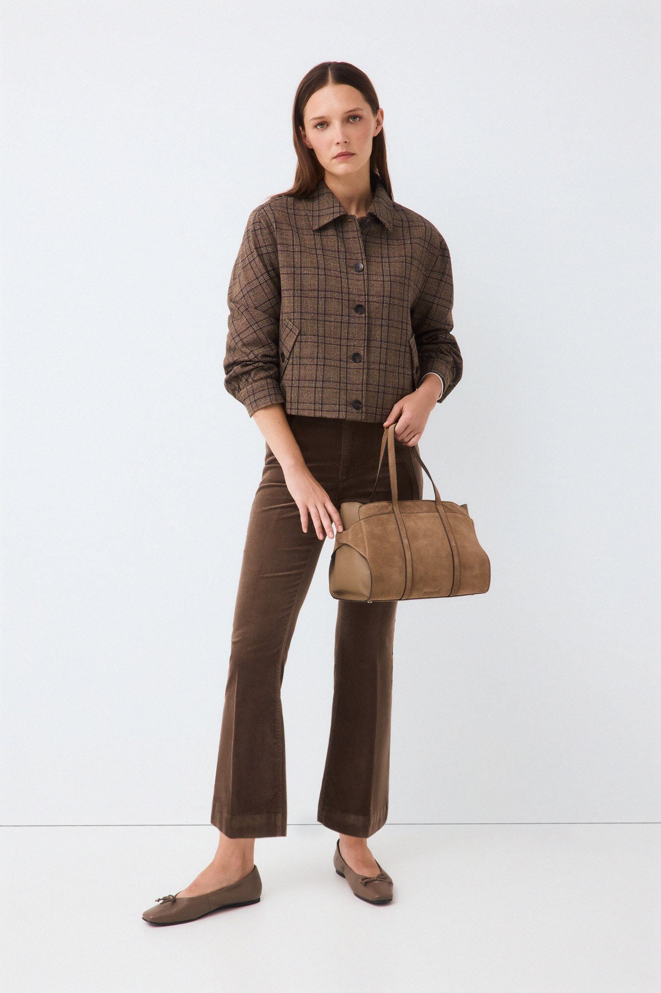 Pedro del Hierro Harris plaid bomber Brown