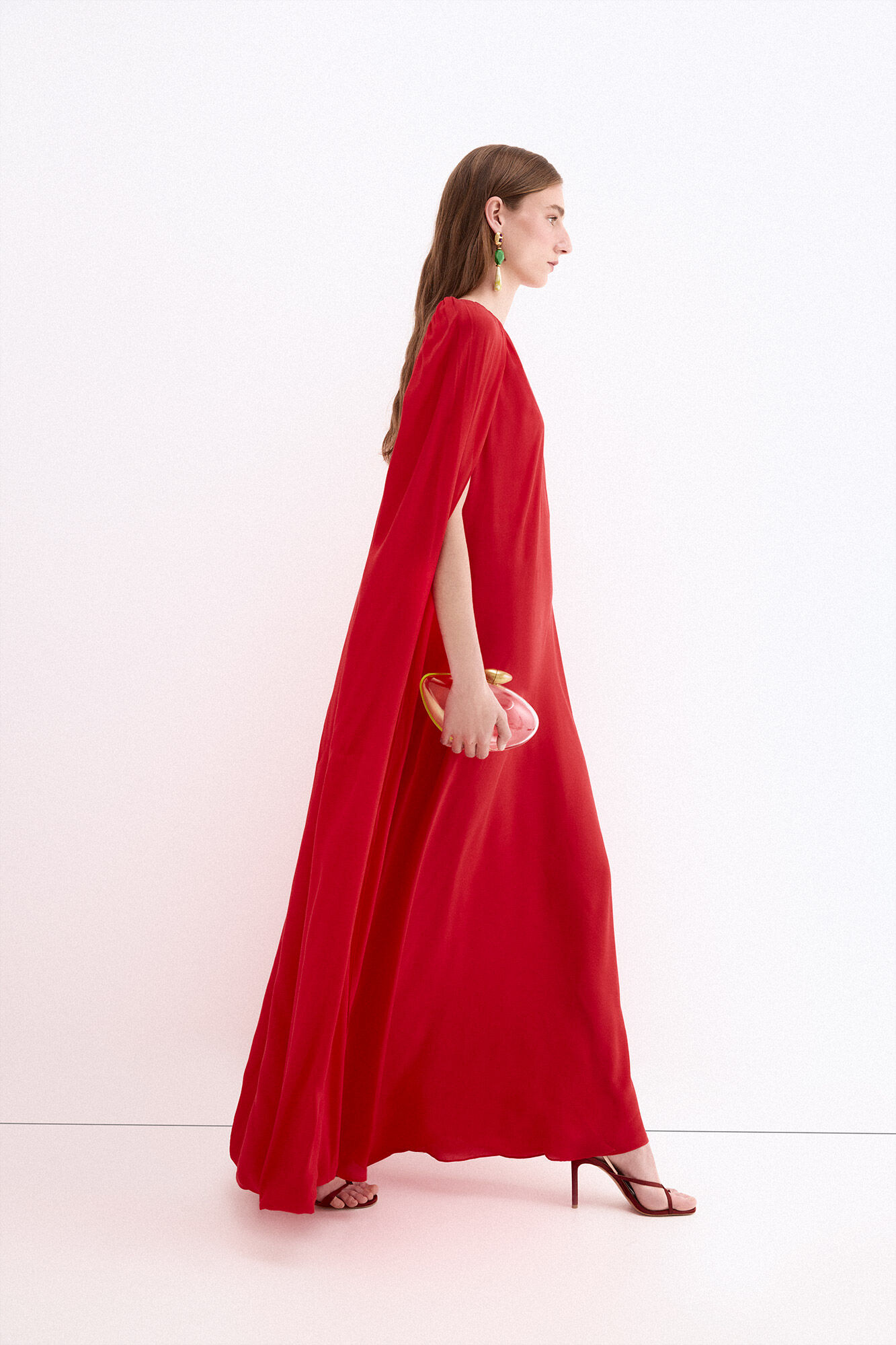 Pedro del Hierro Fluid long cape dress Red