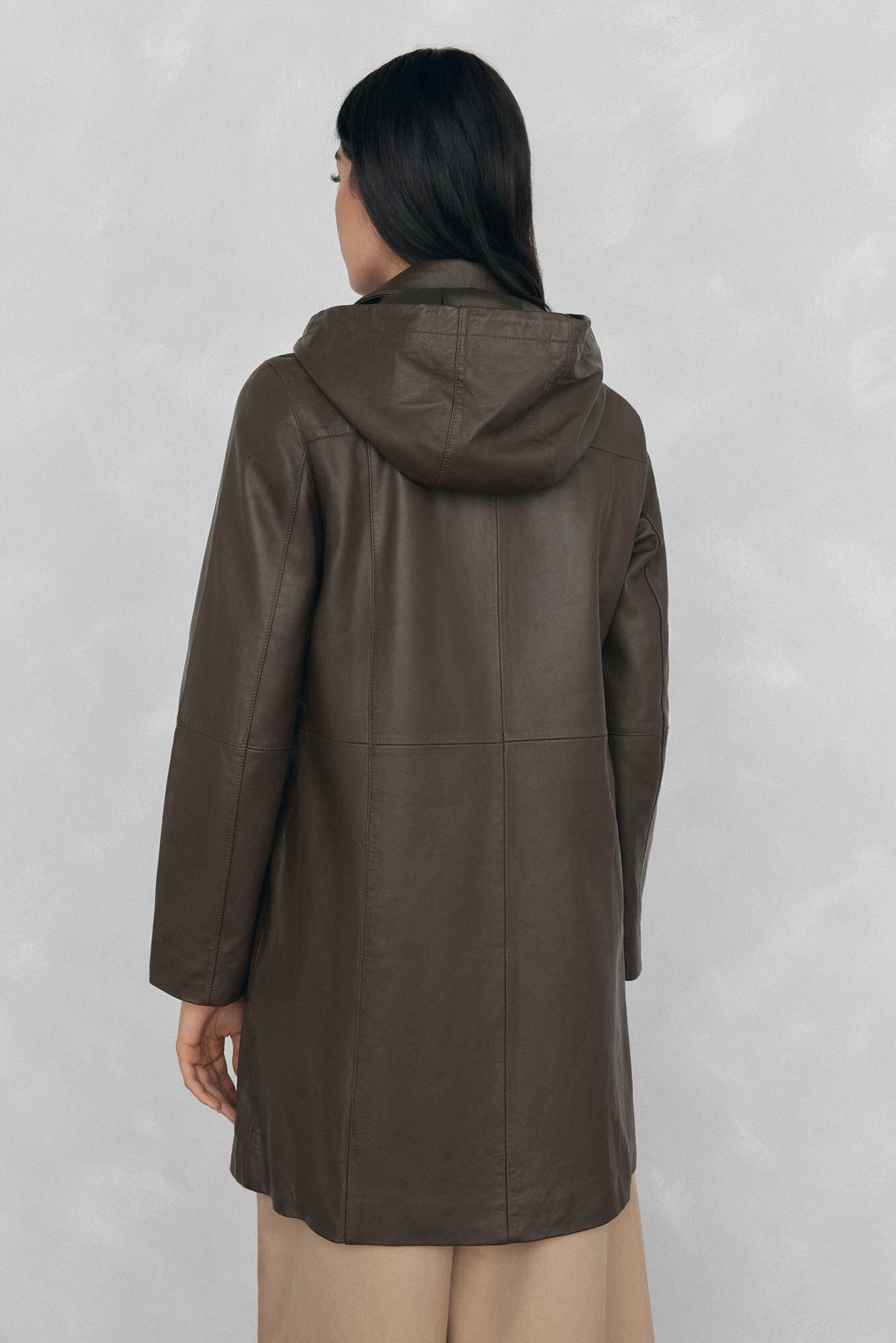 Pedro del Hierro Nappa leather jacket with hood Green