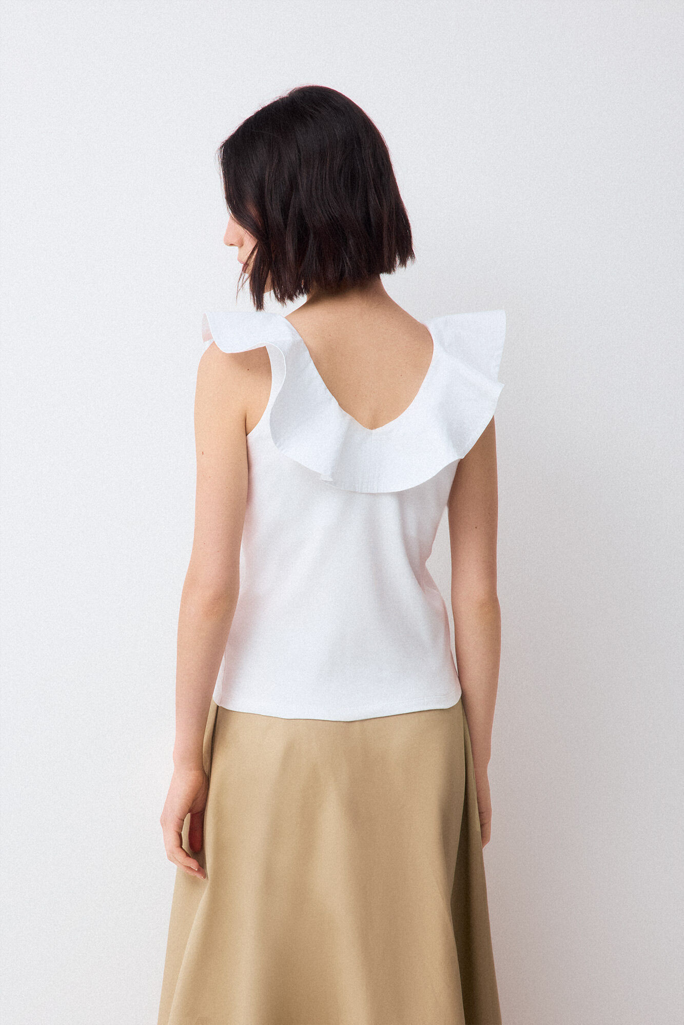 Pedro del Hierro Top com folhos em popelina Branco