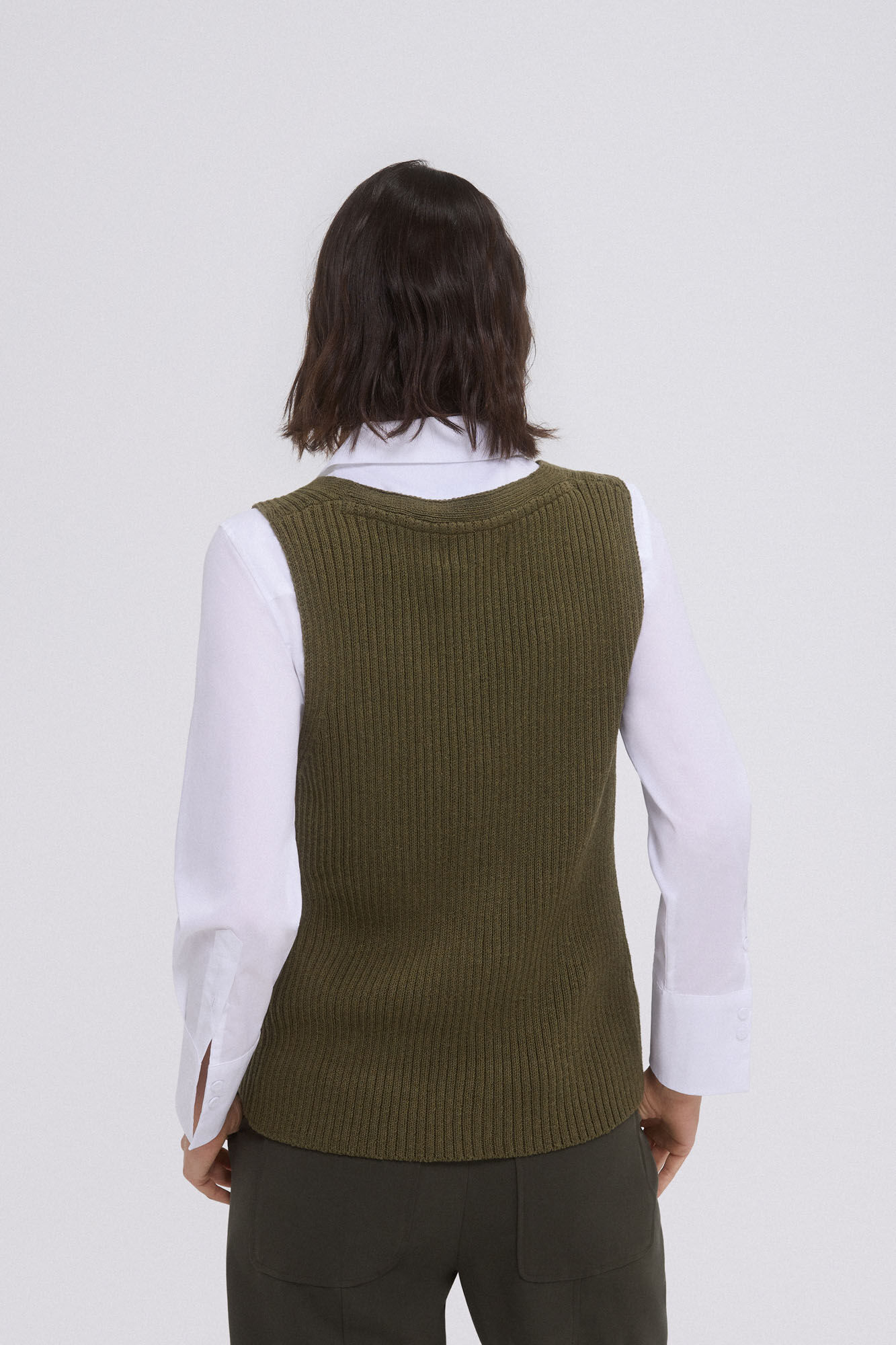 Pedro del Hierro Chaleco de punto pico botones Verde