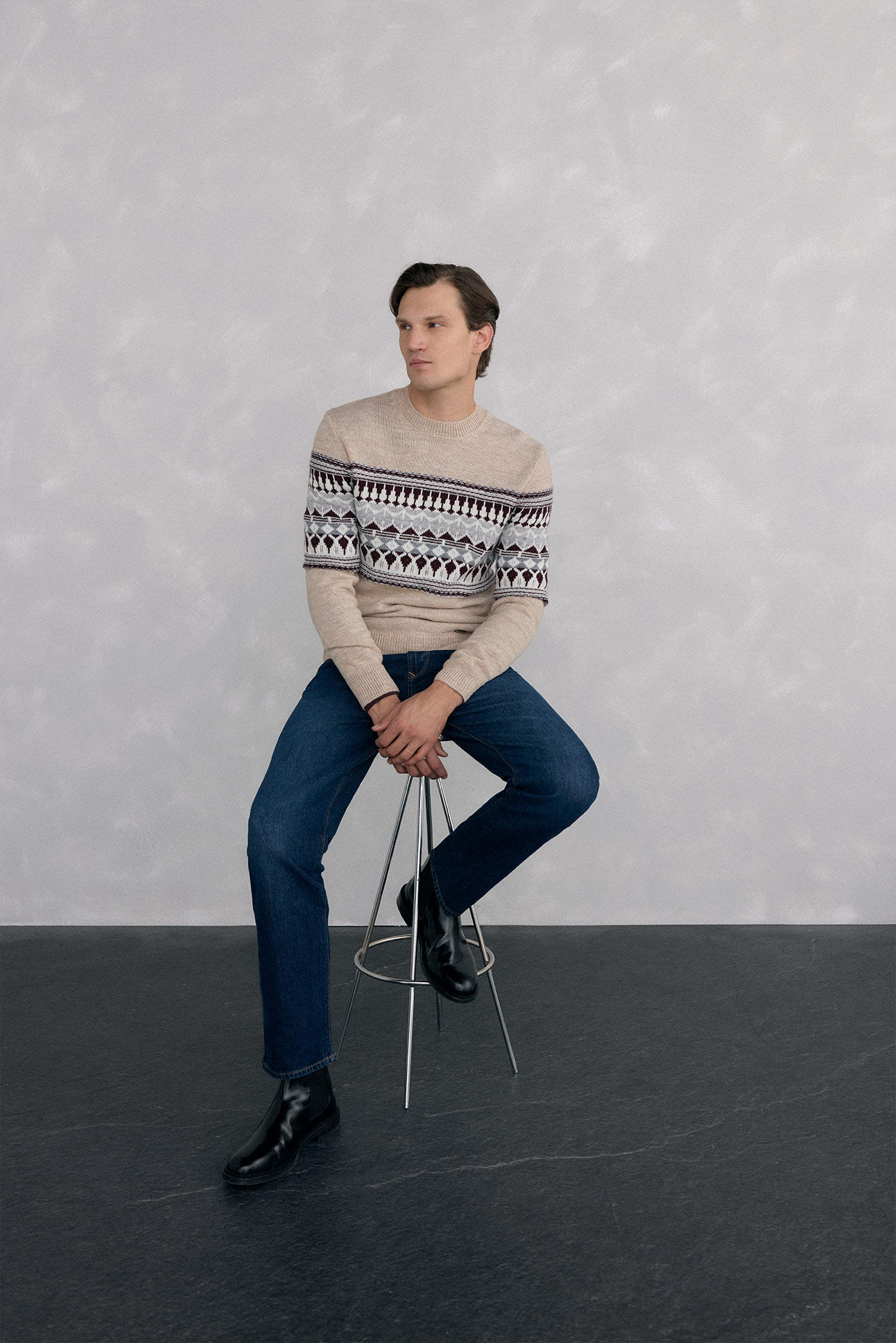 Pedro del Hierro Jersey navidad con lana y alpaca cuello caja