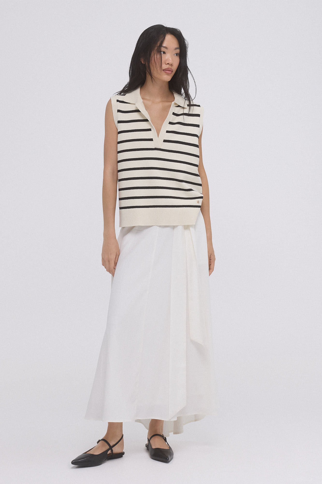 Pedro del Hierro Chaleco de punto rayas Blanco