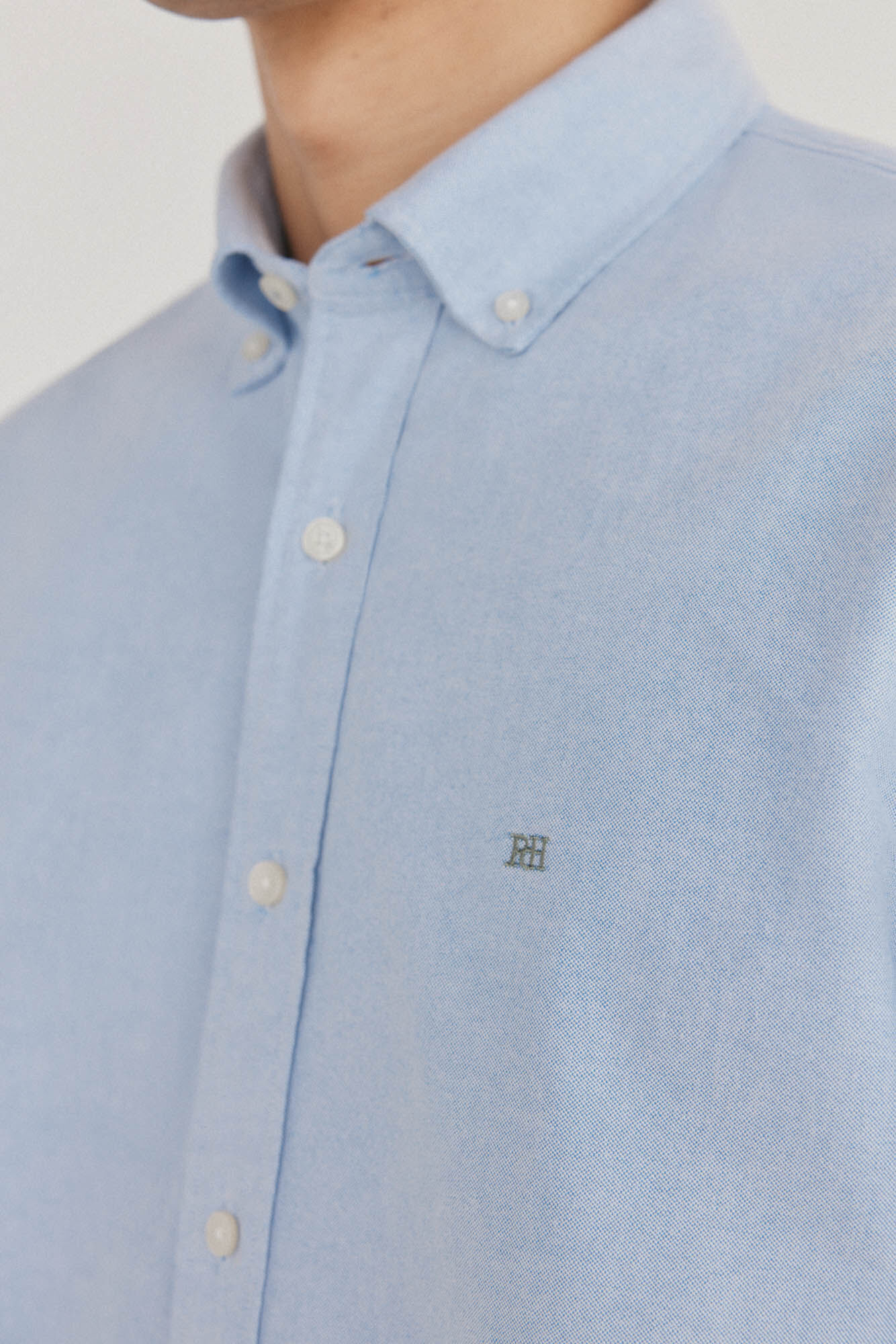 Pedro del Hierro Camisa oxford liso e ic&ocirc;nica Azul