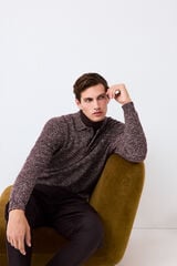 Pedro del Hierro Cotton knit polo neck jumper Burgundy