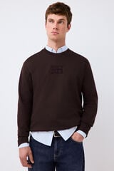 Pedro del Hierro Crew neck logo sweatshirt Brown
