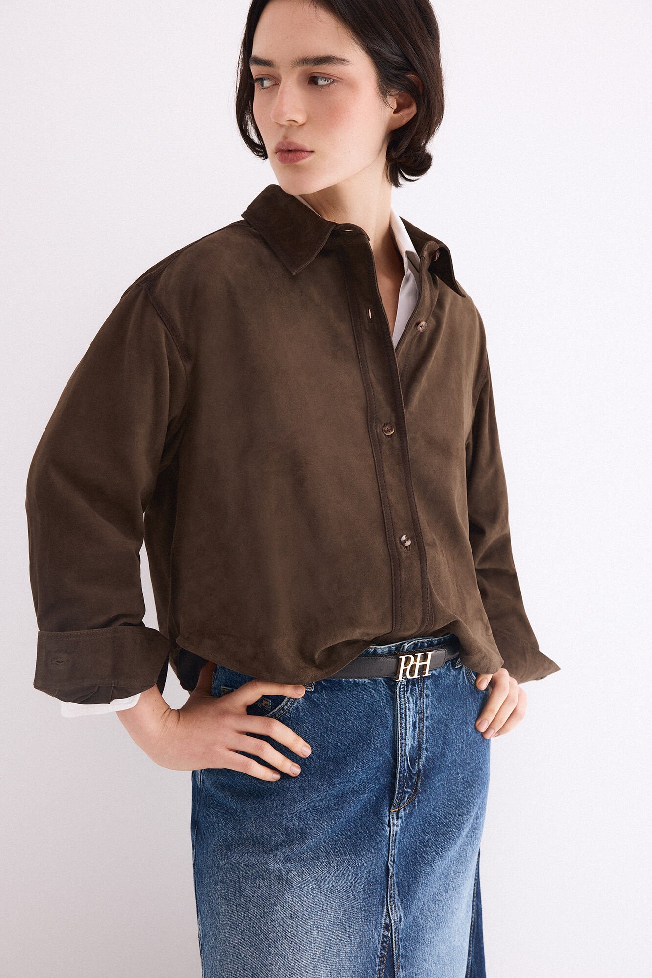 Pedro del Hierro Suede cropped jacket Green