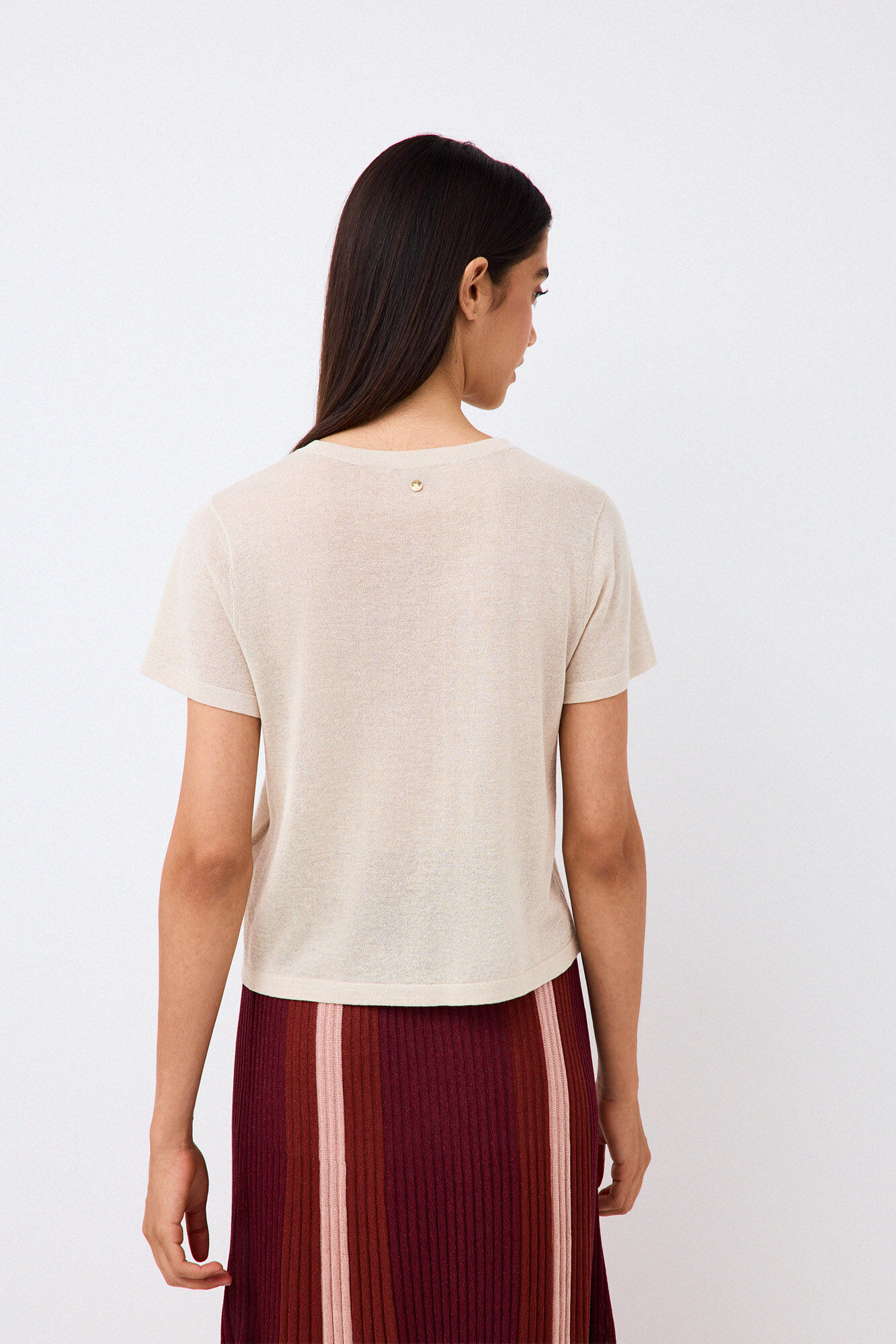 Pedro del Hierro Lurex knit top Ecru