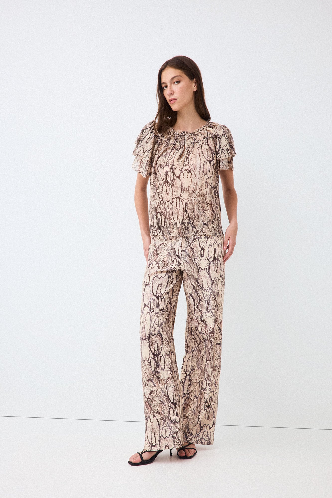 Pedro del Hierro Printed ruffle sleeve blouse