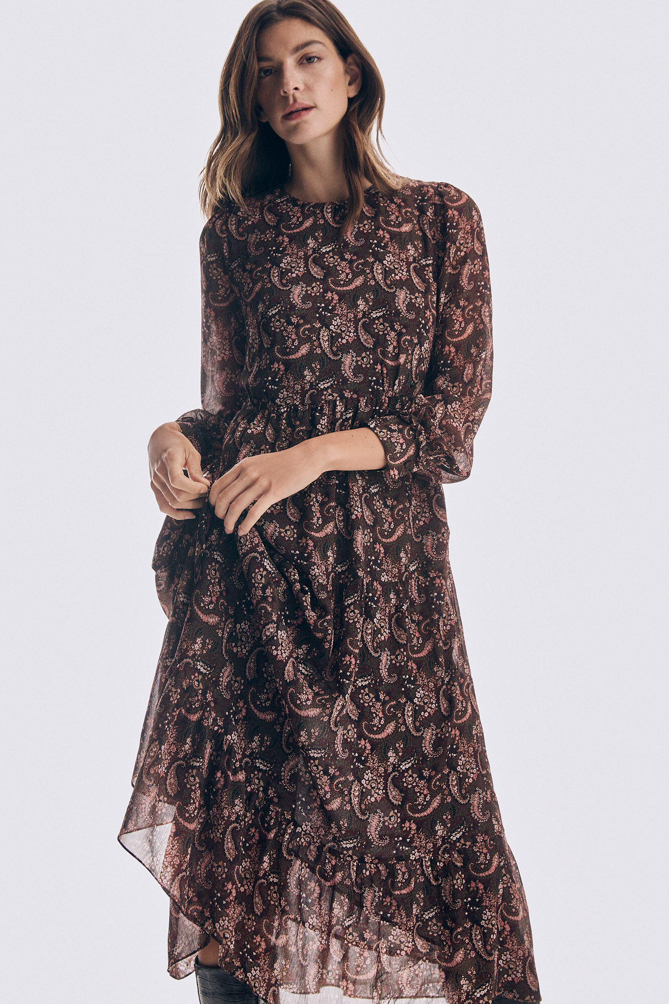 Pedro del Hierro Flowing printed dress Burgundy