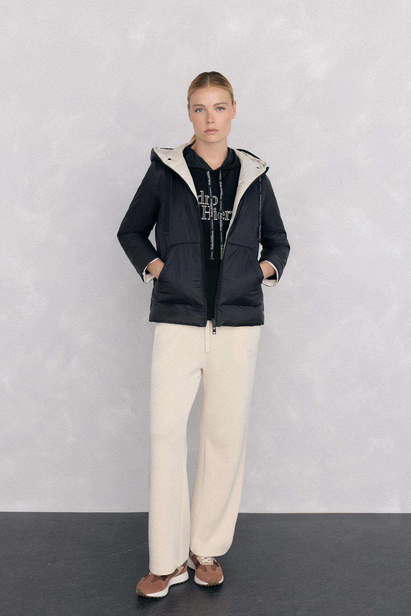 Pedro del Hierro Reversible hooded parka Black