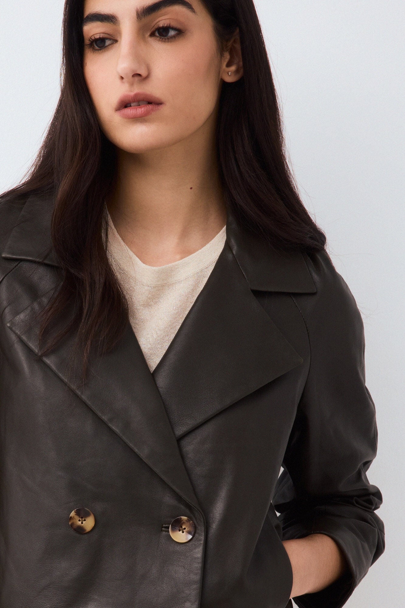 Pedro del Hierro Leather jacket Green
